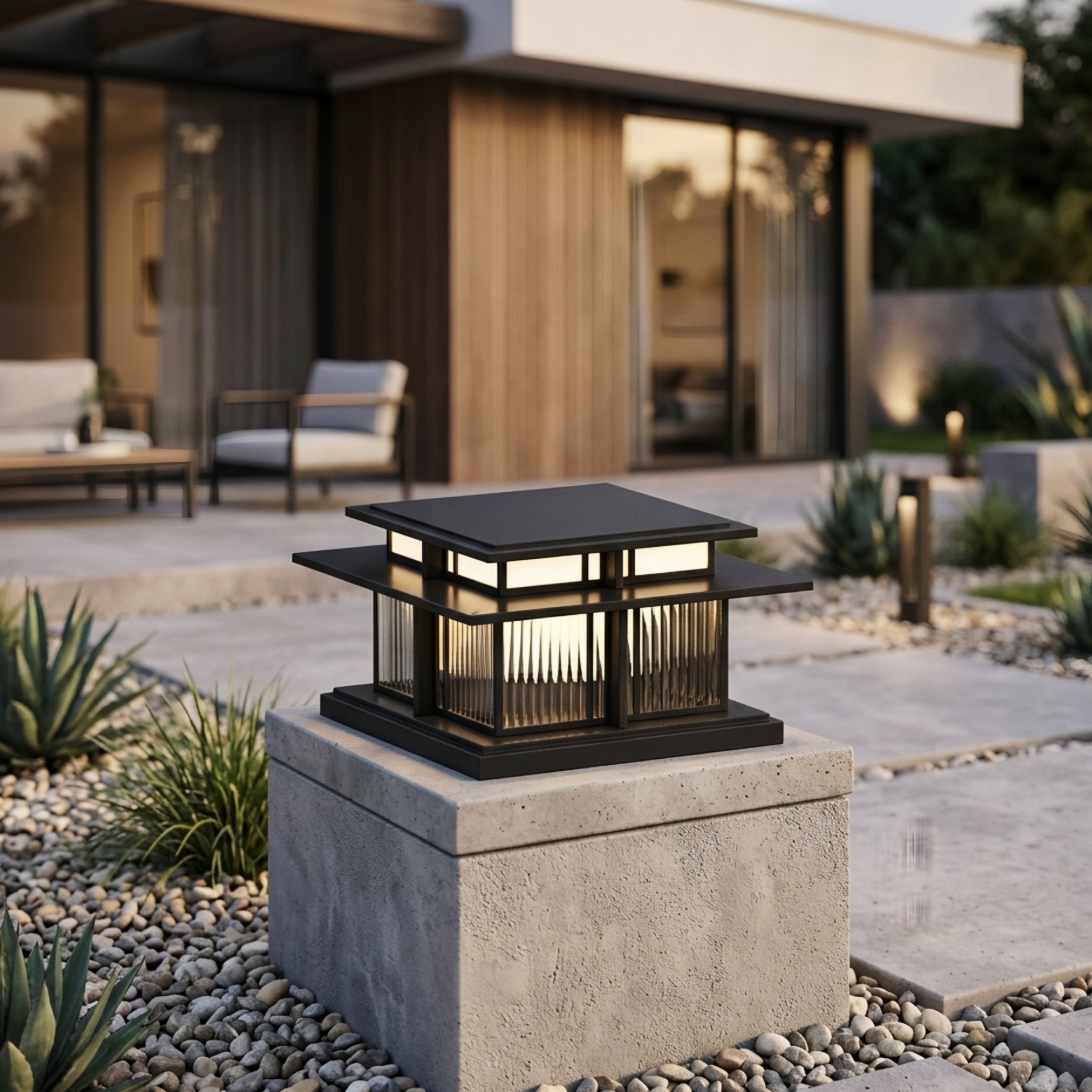 Kaelion Outdoor Bollard Light – Modern LED Post Cap Lantern Waterproof Gate Column Landscape Lighting