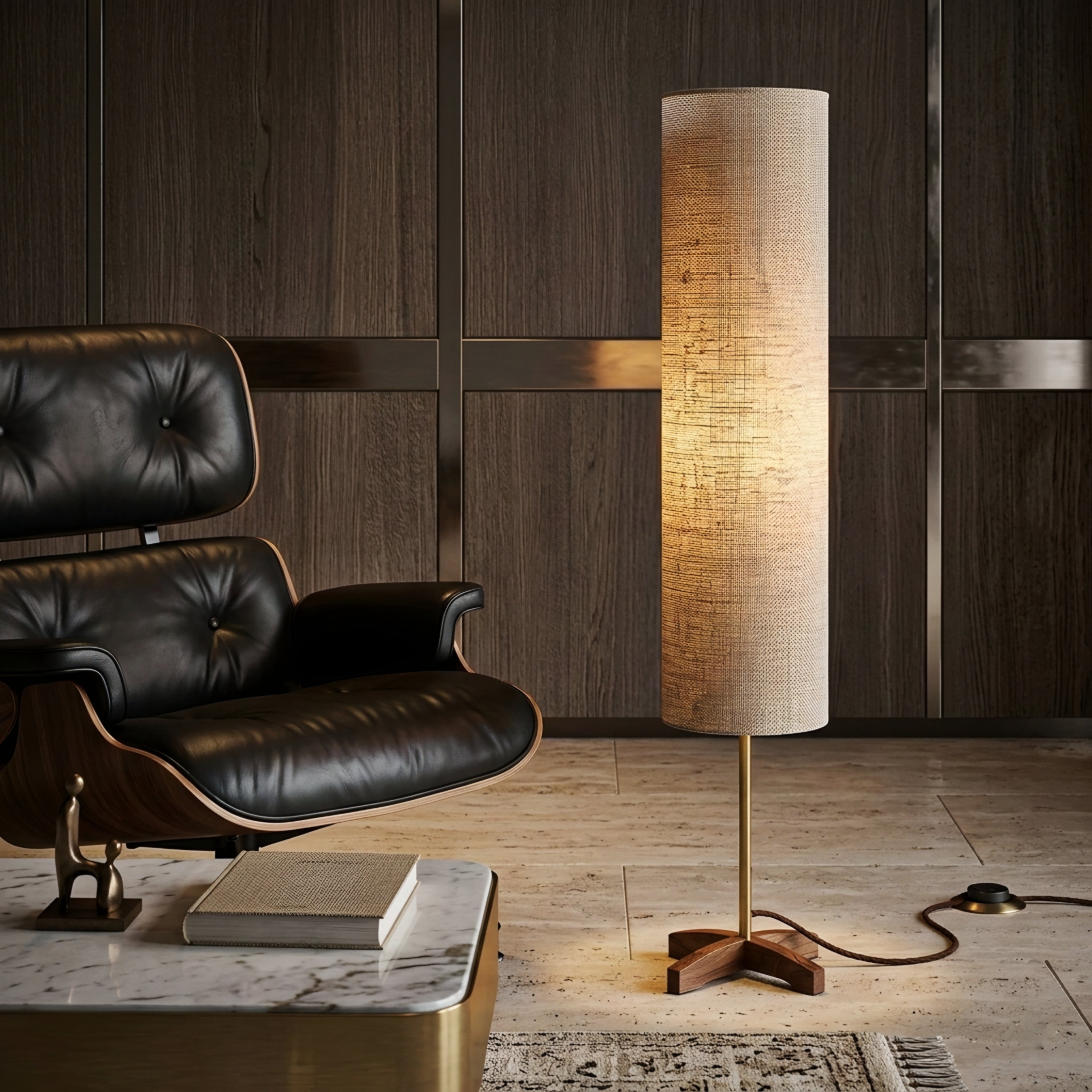 Tavira Linen Floor Lamp – Modern Tall Fabric Standing Light Living Room Corner Lighting