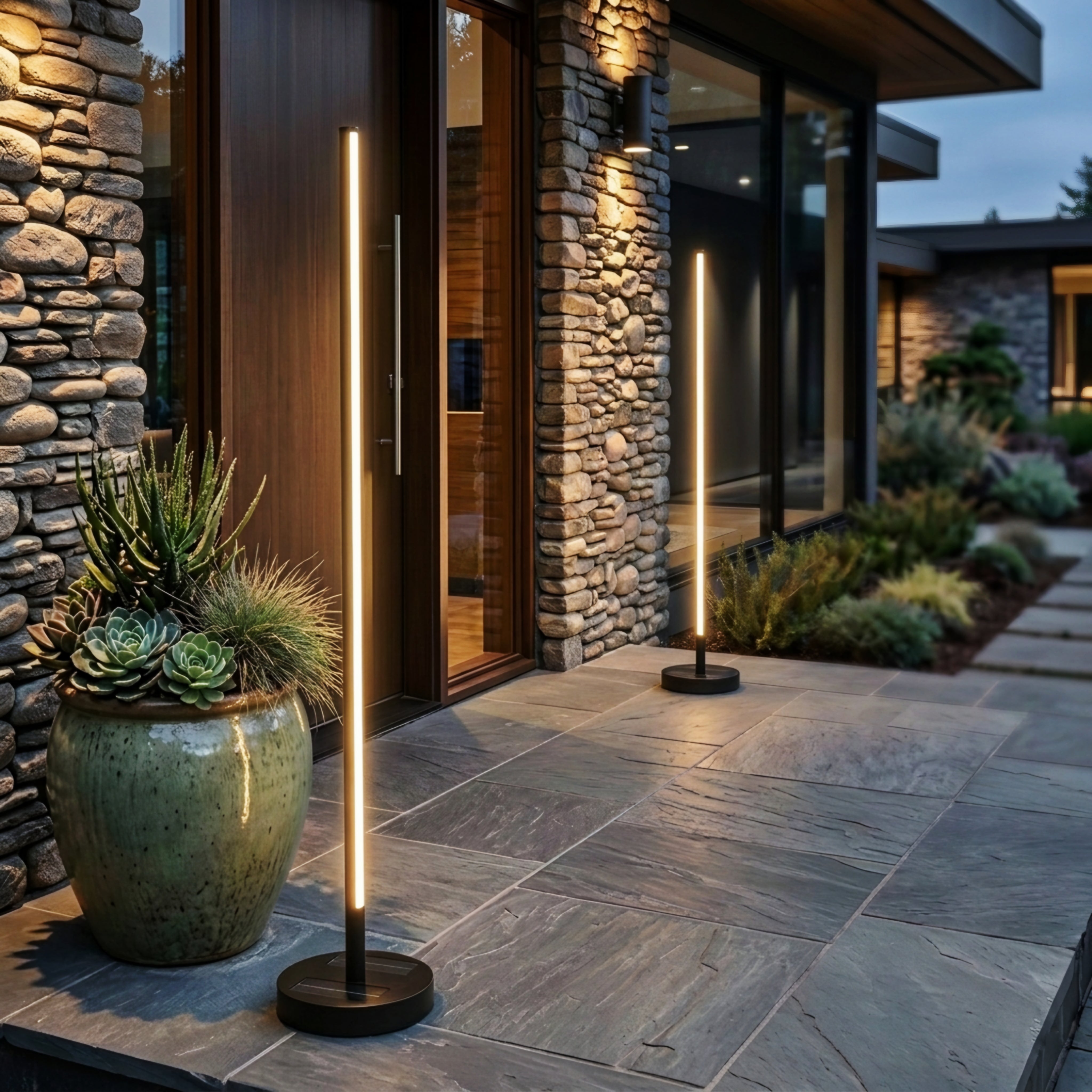 Virella LED Floor Lights – Solar Outdoor Modern Garden Walkway Landscape Stake Lighting