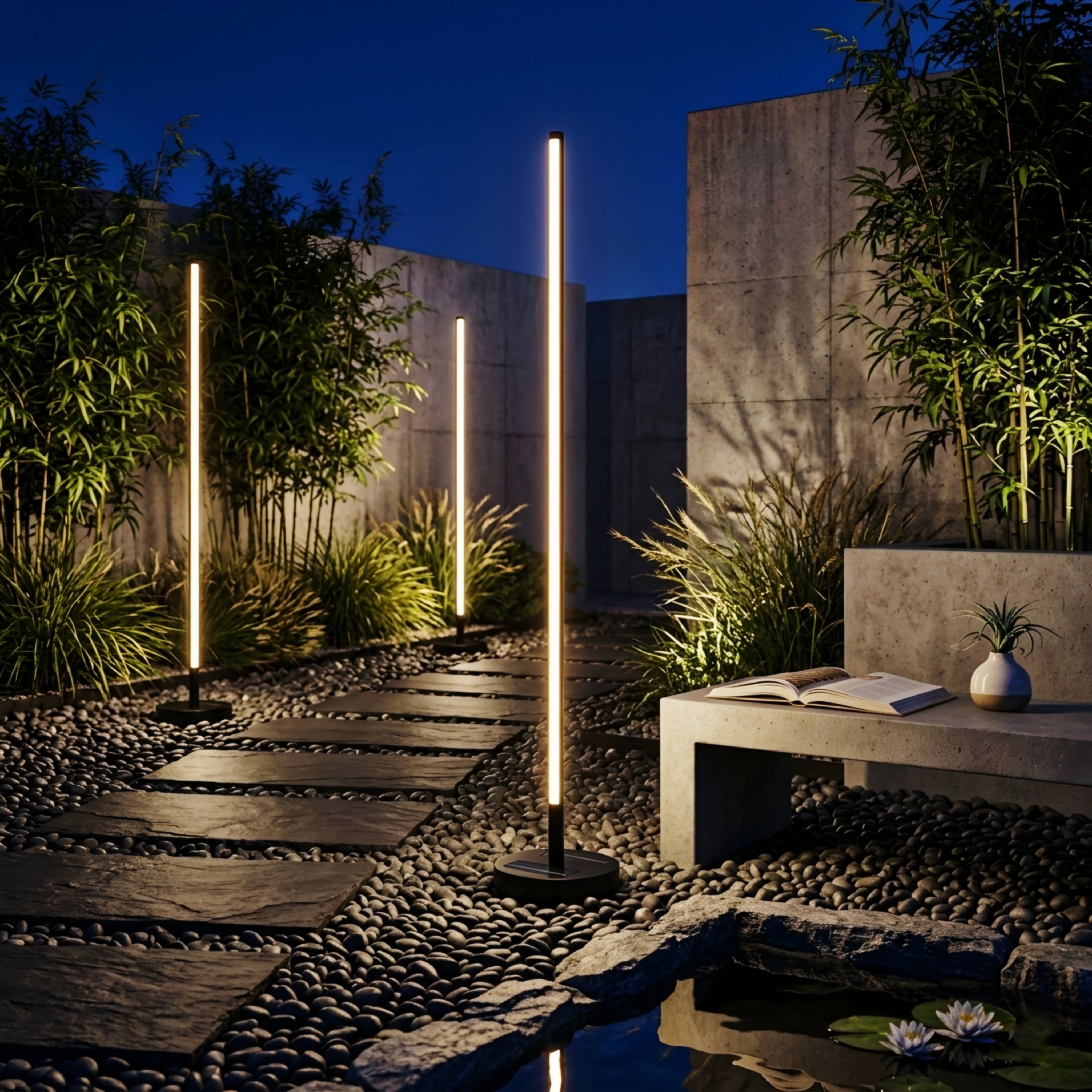 Virella LED Floor Lights – Solar Outdoor Modern Garden Walkway Landscape Stake Lighting