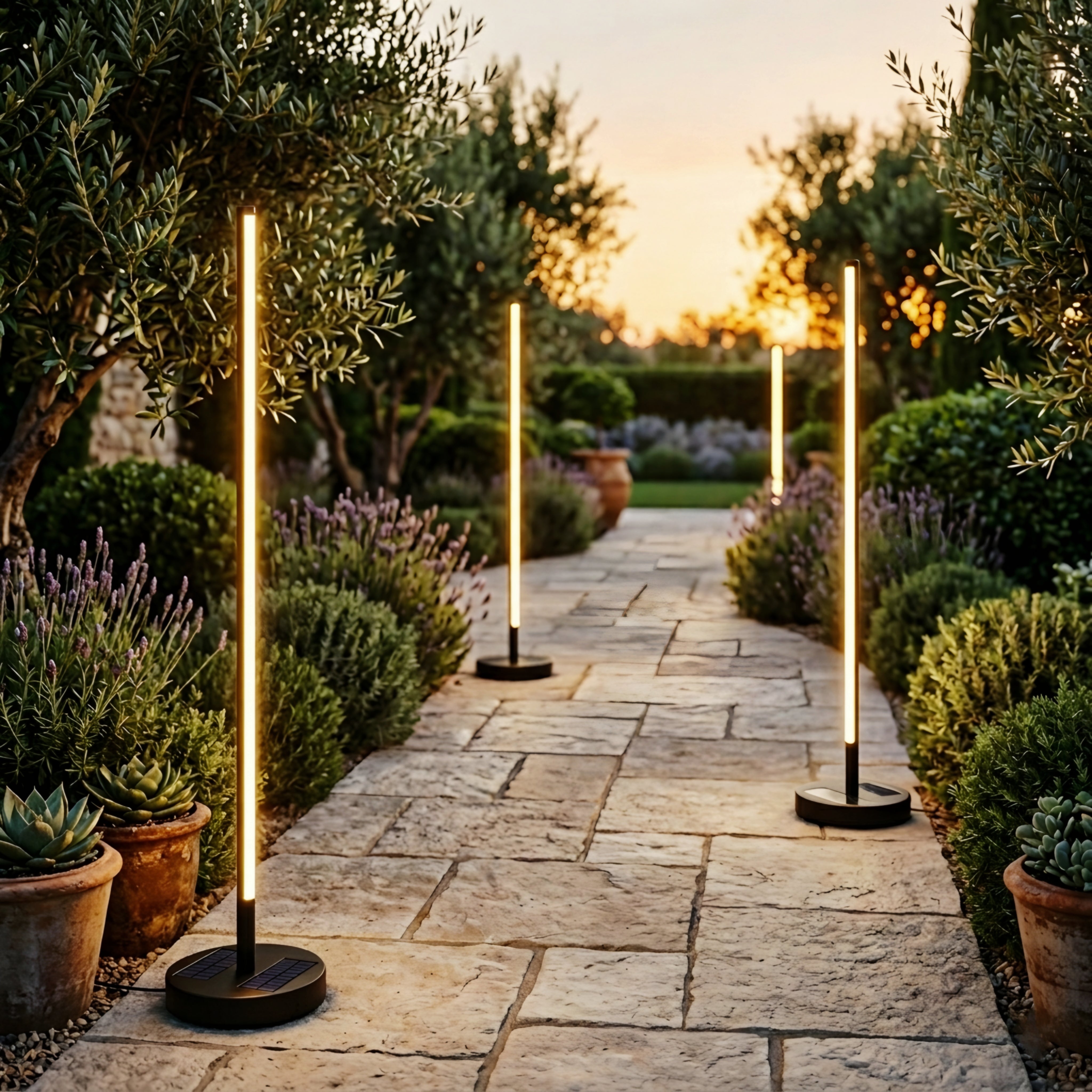 Virella LED Floor Lights – Solar Outdoor Modern Garden Walkway Landscape Stake Lighting