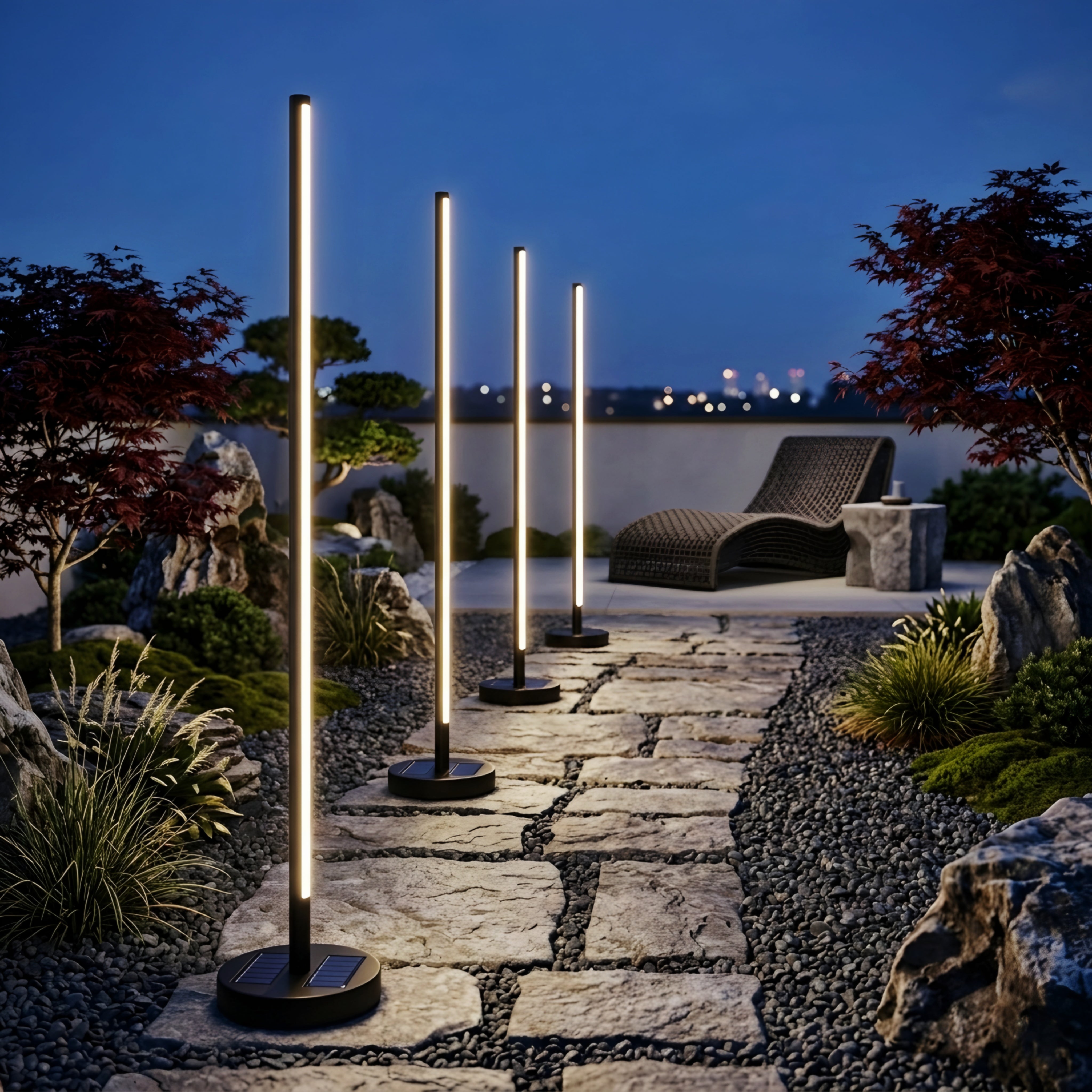Virella LED Floor Lights – Solar Outdoor Modern Garden Walkway Landscape Stake Lighting