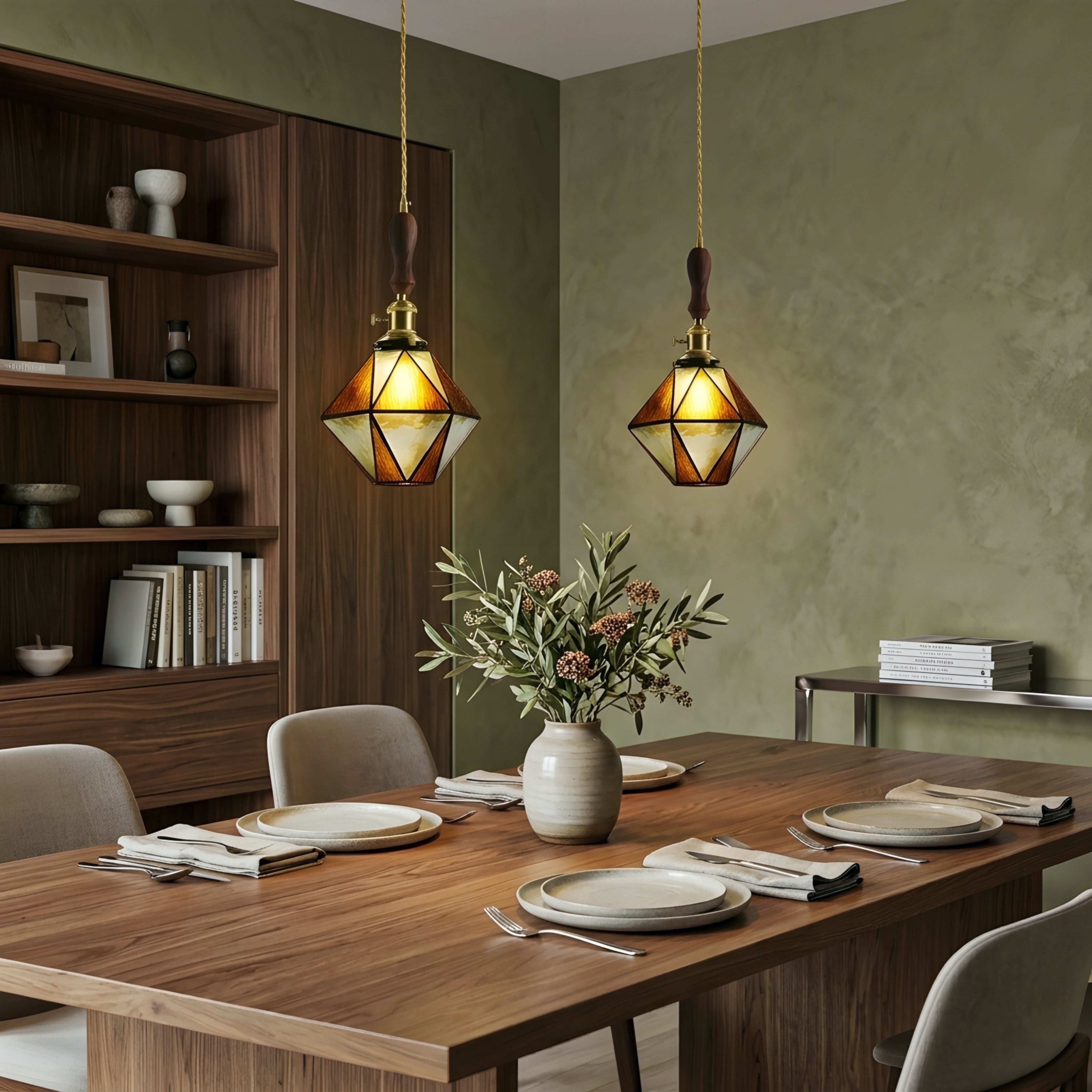 Velmora Glass Pendant Light – Vintage Geometric French Dining Kitchen Hanging Ceiling Lighting