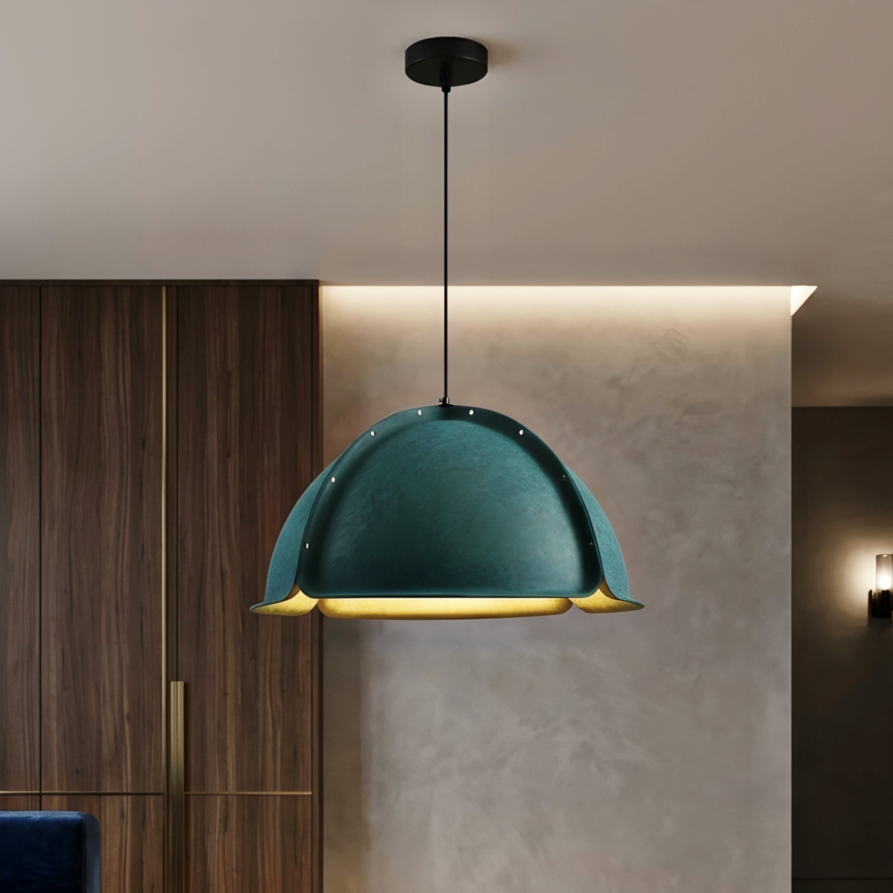 Velora Dome Pendant Light – Modern Minimalist Fabric Shade Kitchen Island Dining Hanging Lighting