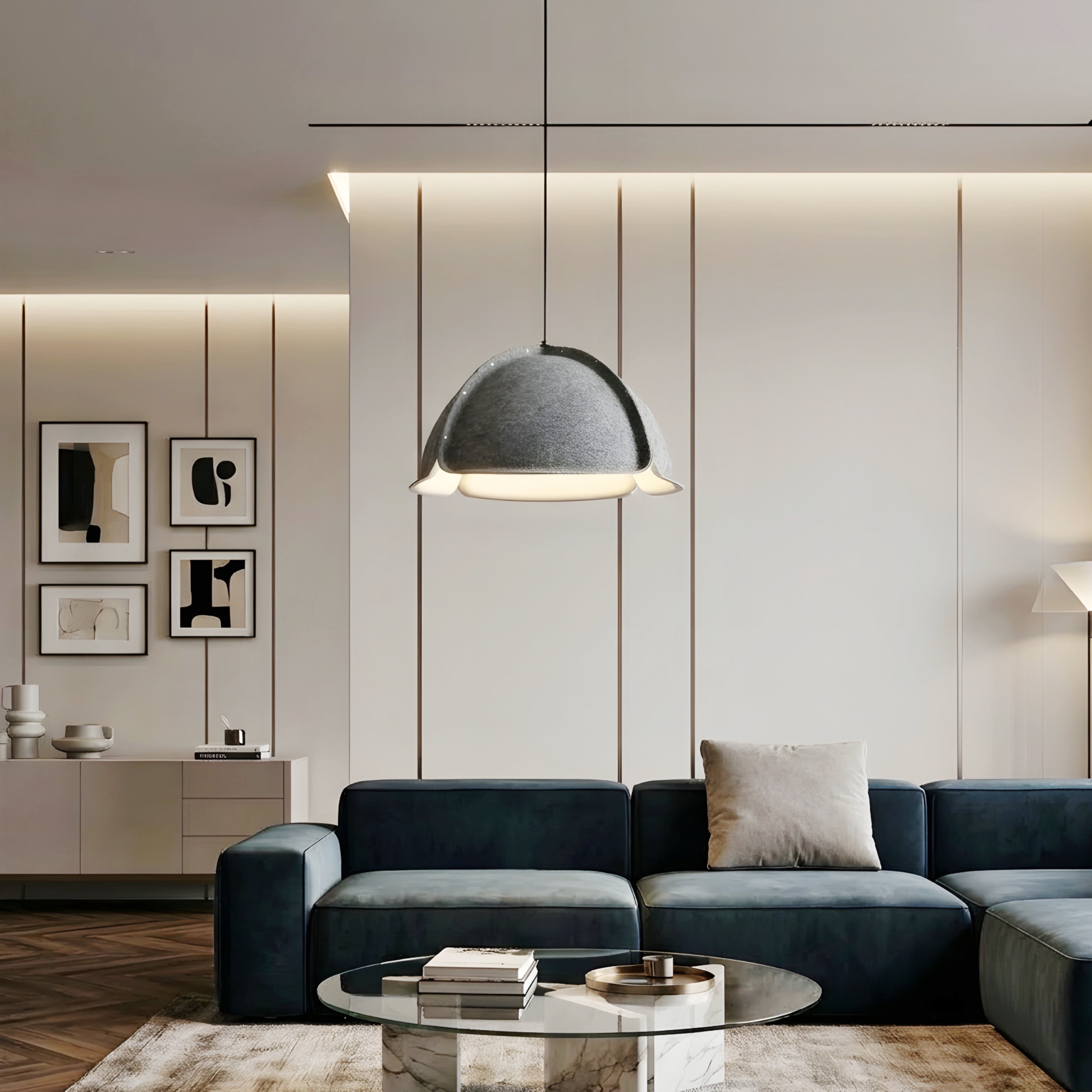 Velora Dome Pendant Light – Modern Minimalist Fabric Shade Kitchen Island Dining Hanging Lighting