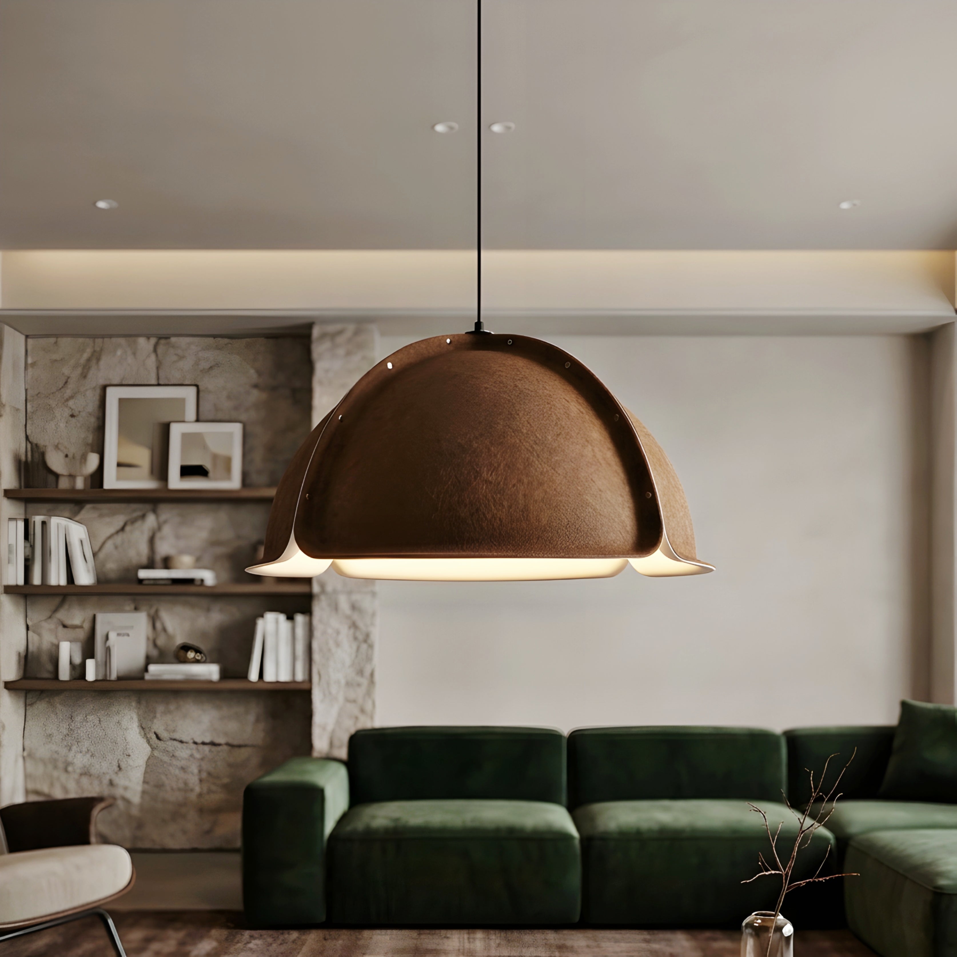 Velora Dome Pendant Light – Modern Minimalist Fabric Shade Kitchen Island Dining Hanging Lighting