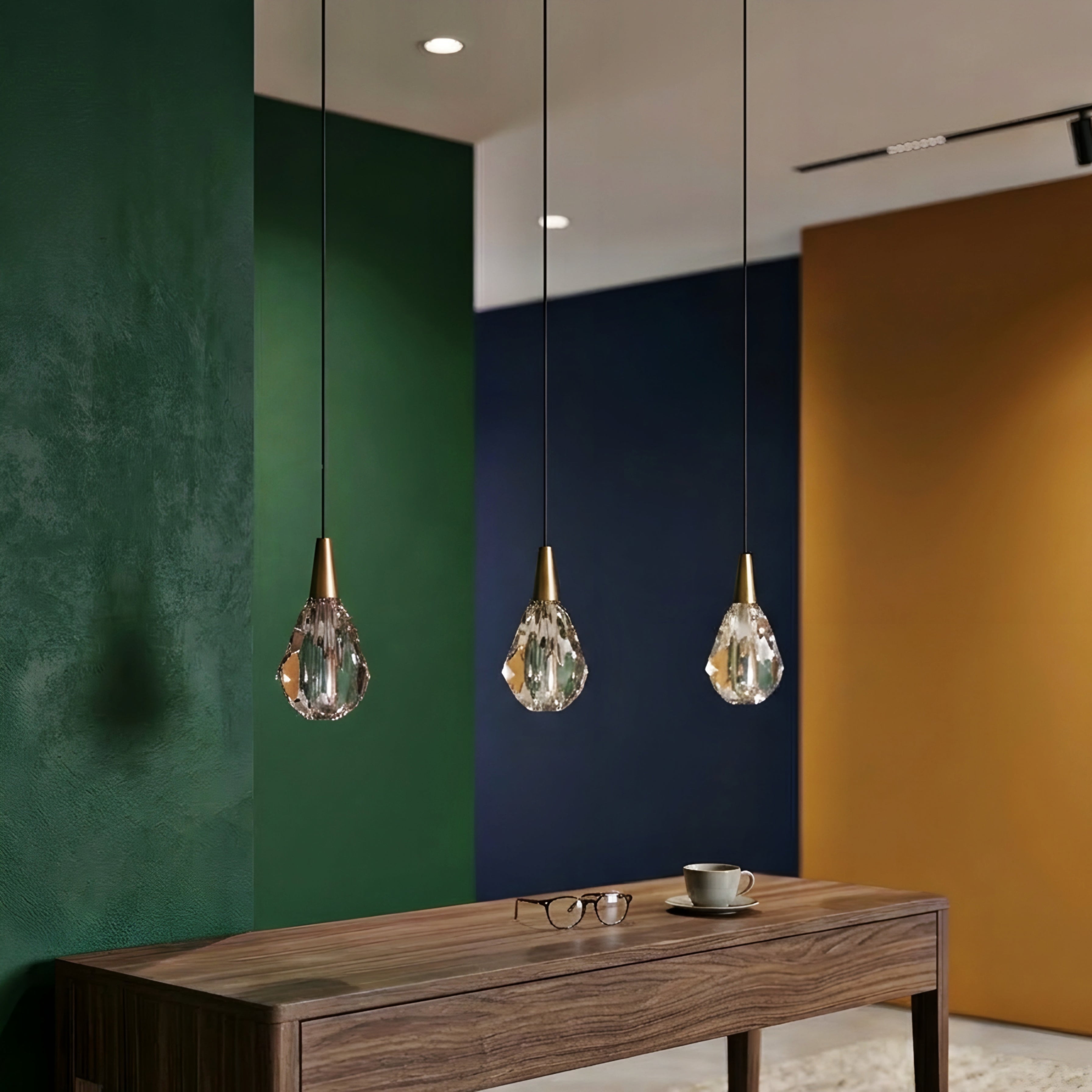 Elira Crystal Pendant Light – Modern Minimalist Bedside Teardrop Glass Hanging Ceiling Lighting
