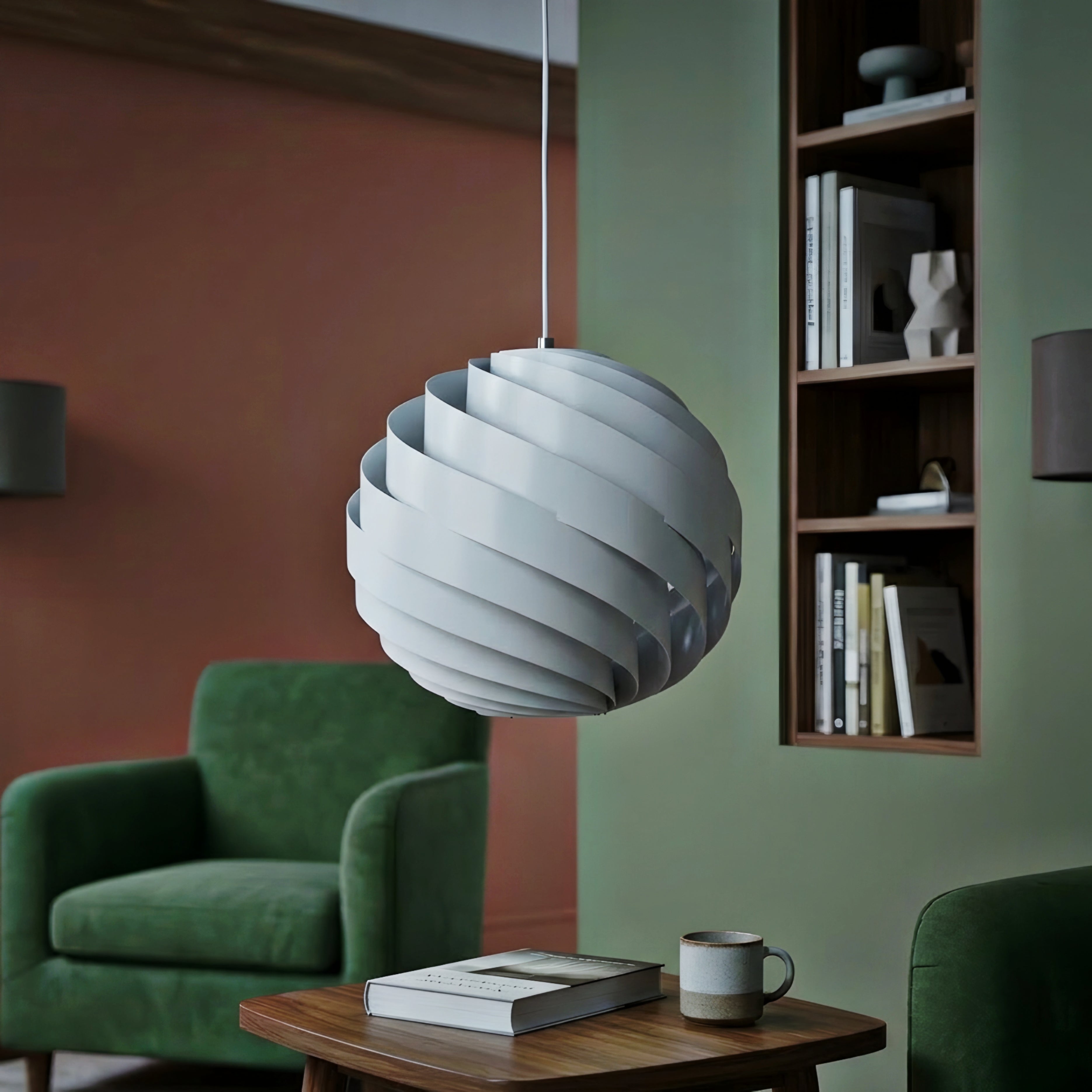 Auralis Spiral Pendant Light – Modern Brushed Metal LED Statement Kitchen Island Hanging Lighting