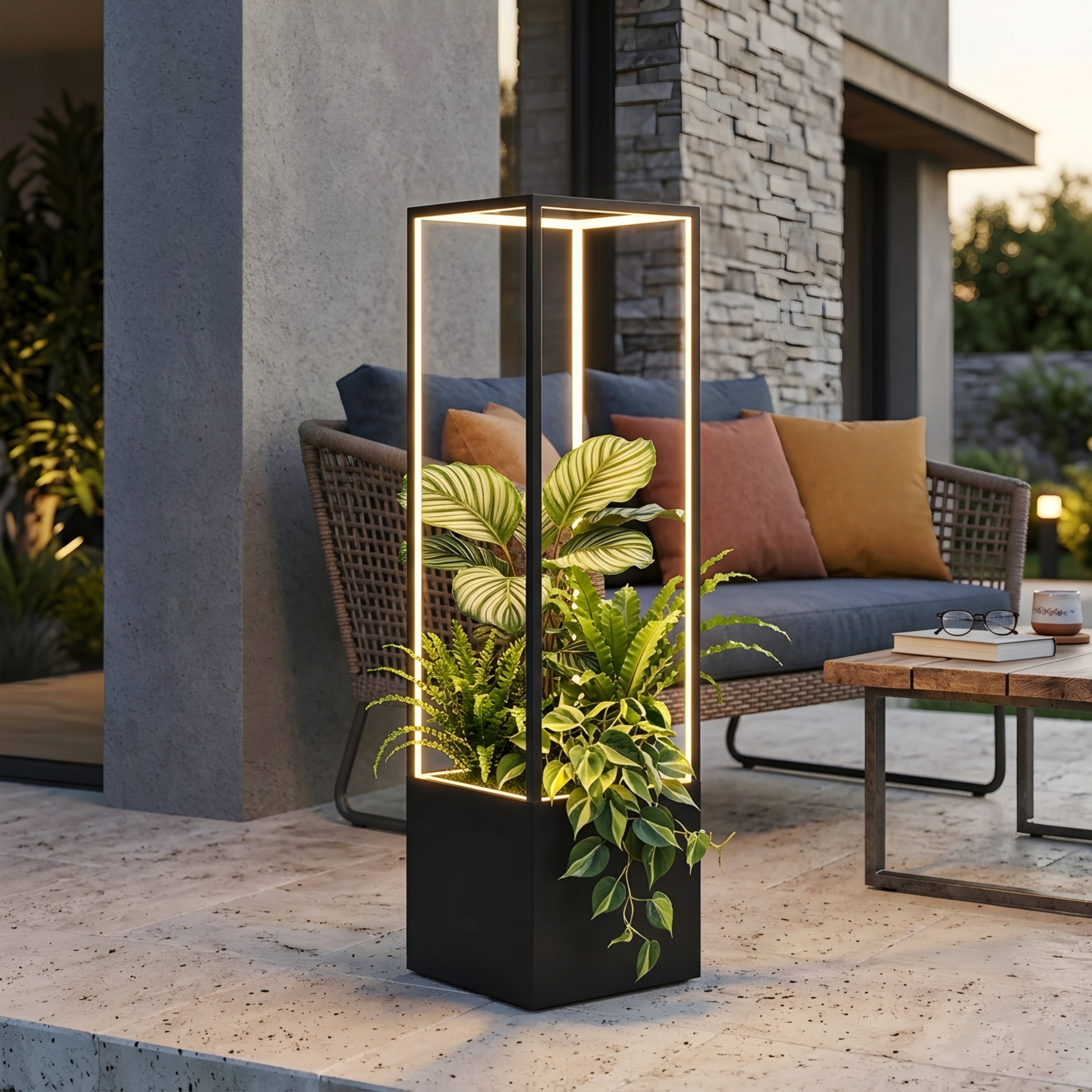 Lunexa LED Floor Lamp – Modern Outdoor Lighted Planter Patio Garden Ambient Landscape Lighting