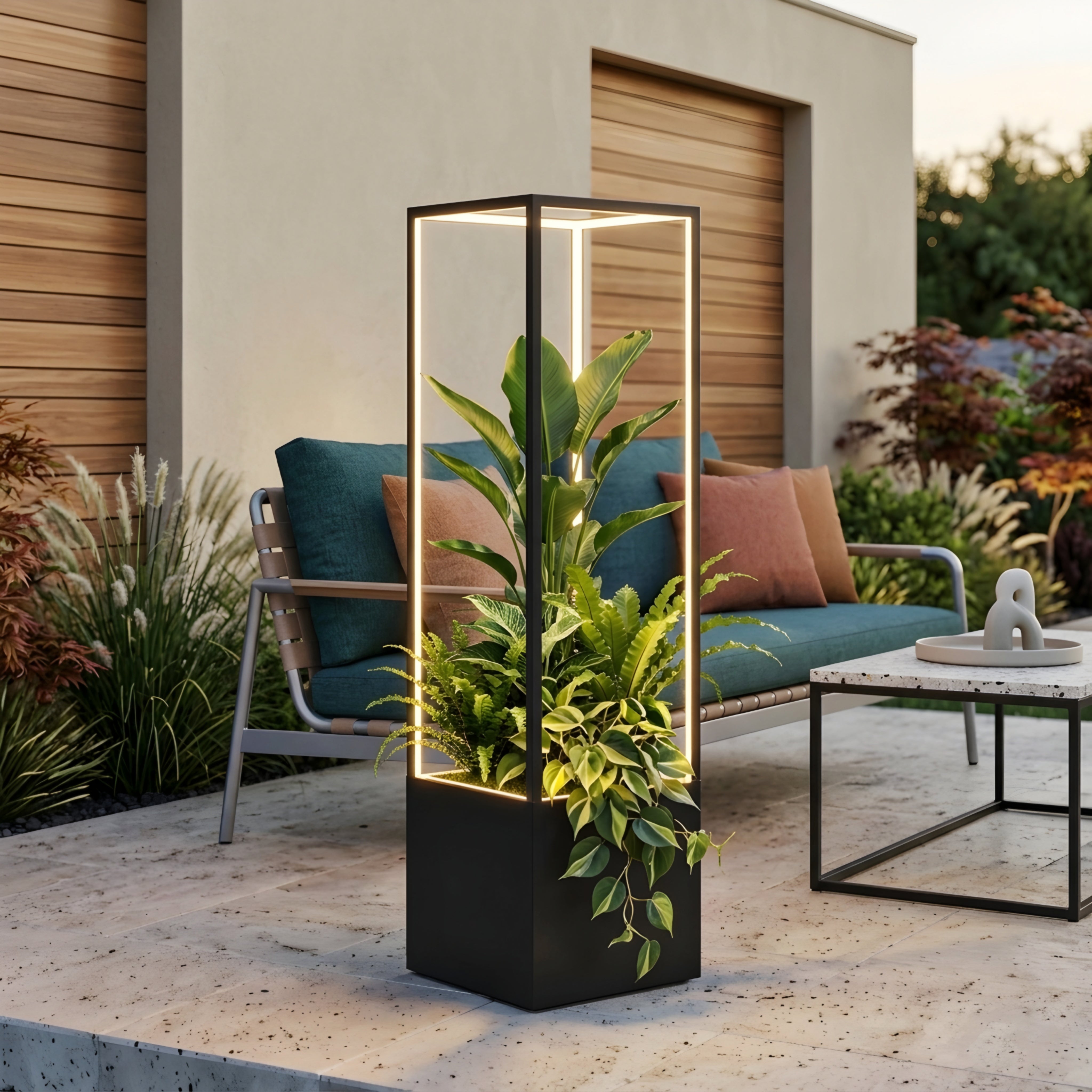 Lunexa LED Floor Lamp – Modern Outdoor Lighted Planter Patio Garden Ambient Landscape Lighting