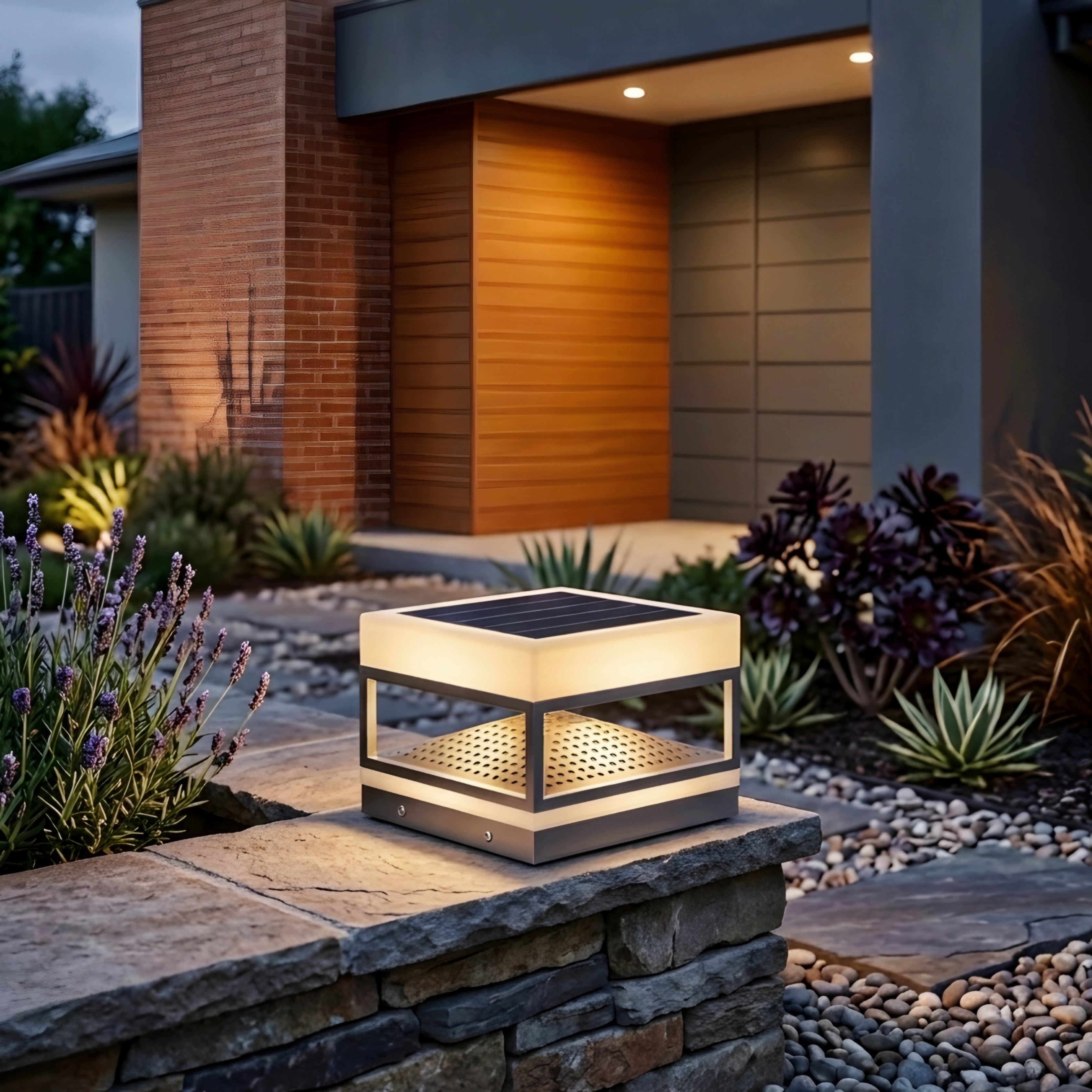 Arvion Solar Pillar Light – Modern LED Outdoor Gate Post Cap Waterproof Landscape Lighting