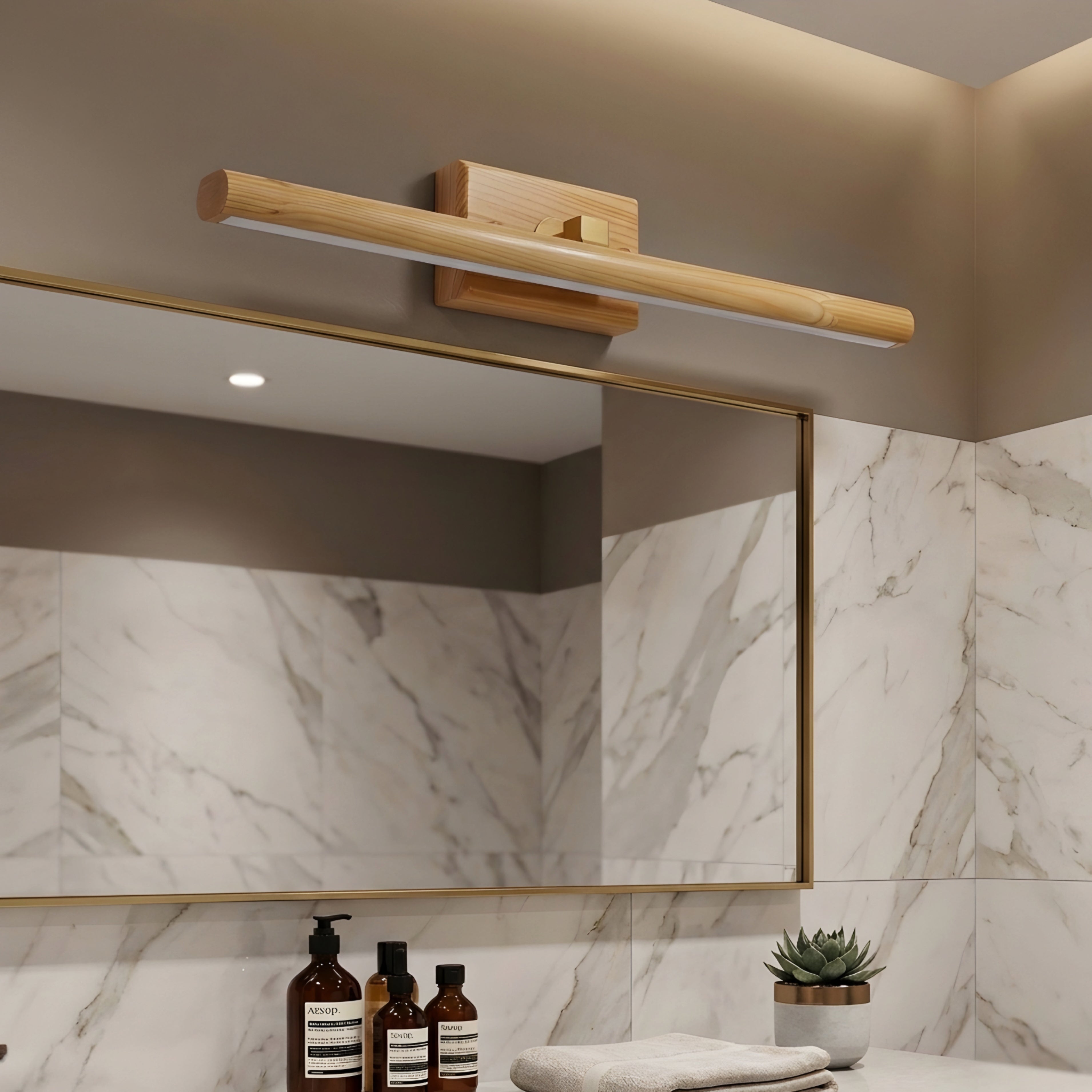 Lunaro LED Vanity Light Bar – Modern Wood Bathroom Mirror Wall Sconce Linear Lighting Fixture