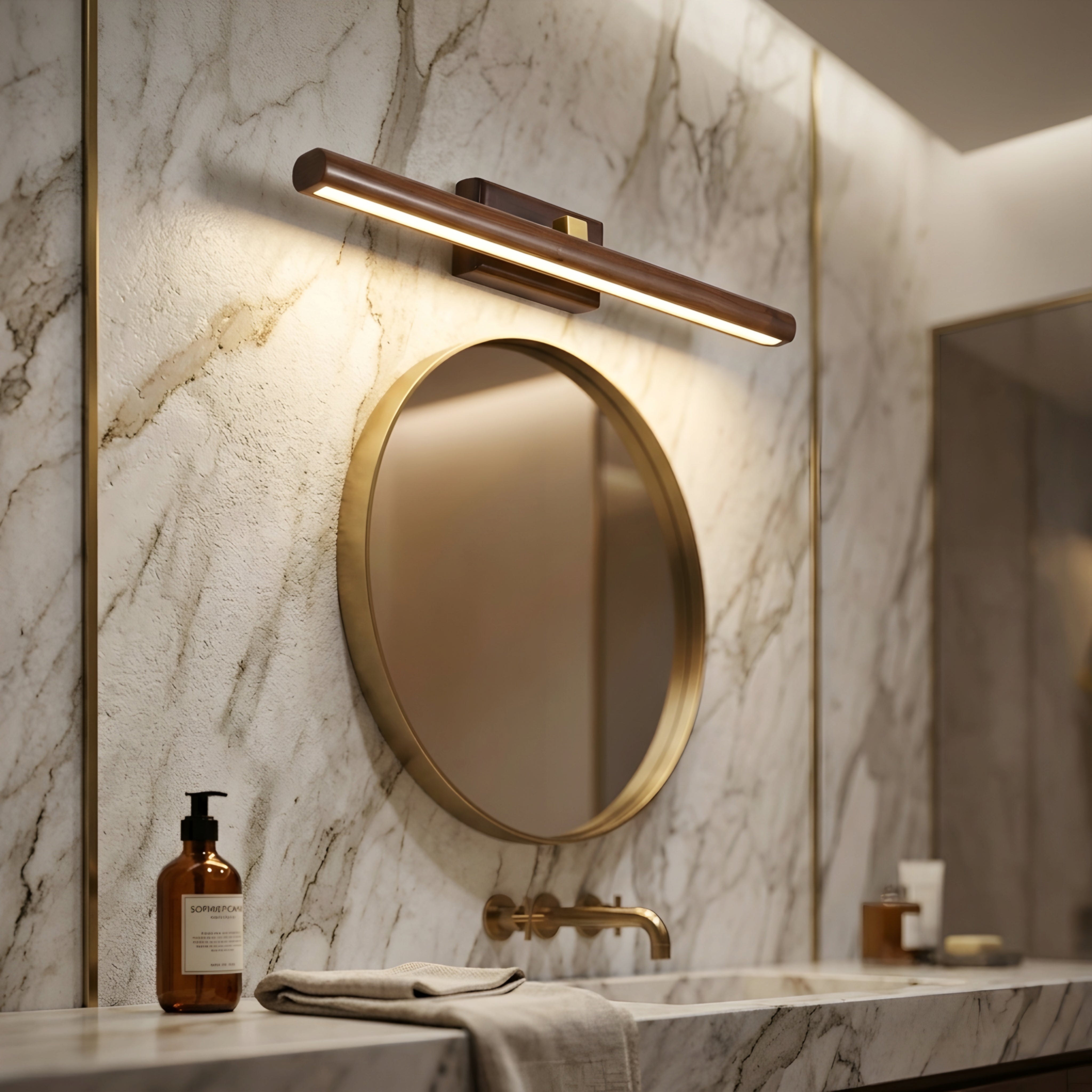 Lunaro LED Vanity Light Bar – Modern Wood Bathroom Mirror Wall Sconce Linear Lighting Fixture