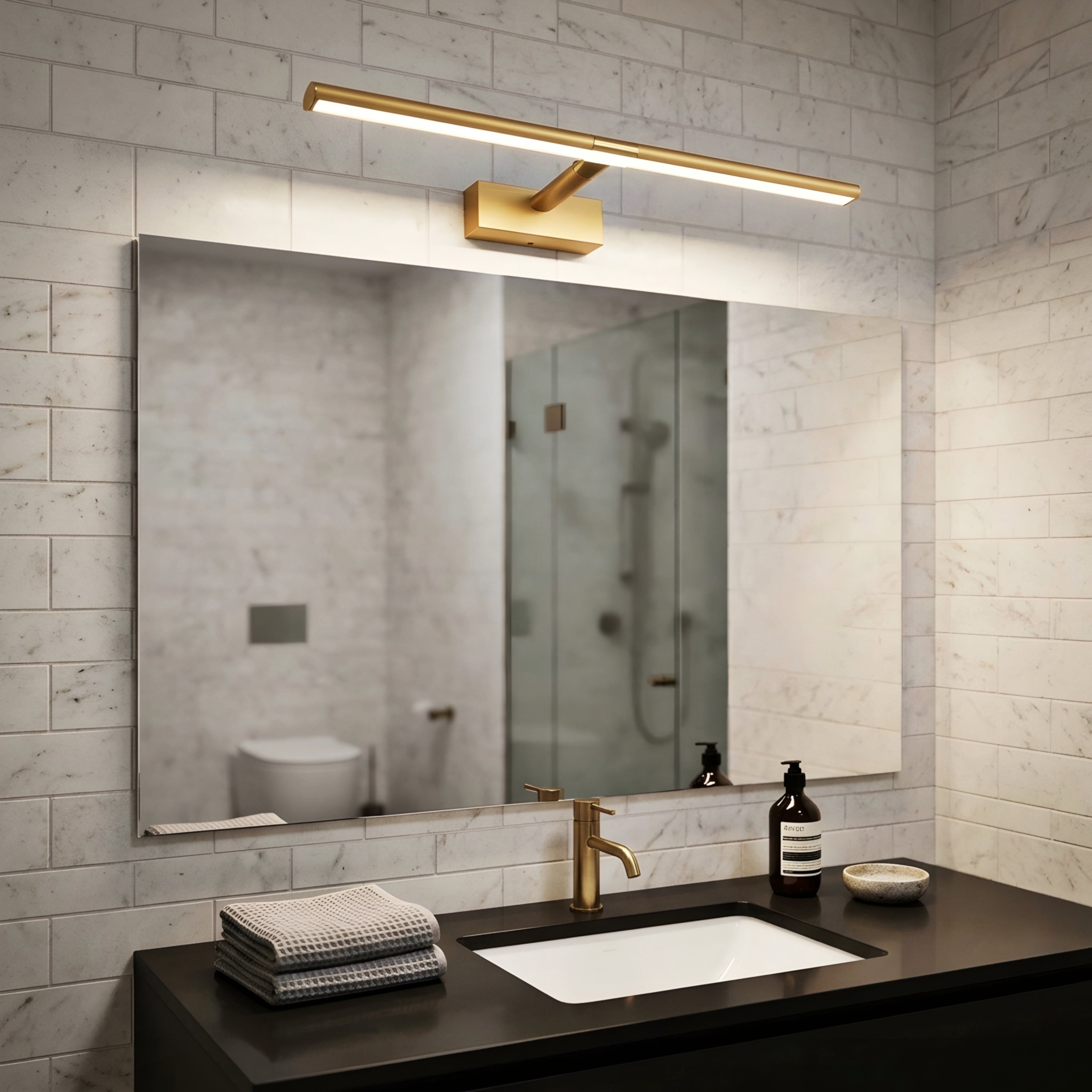 Vantix Adjustable Vanity Light Bar – LED Black Bathroom Mirror Wall Sconce Modern Linear Fixture