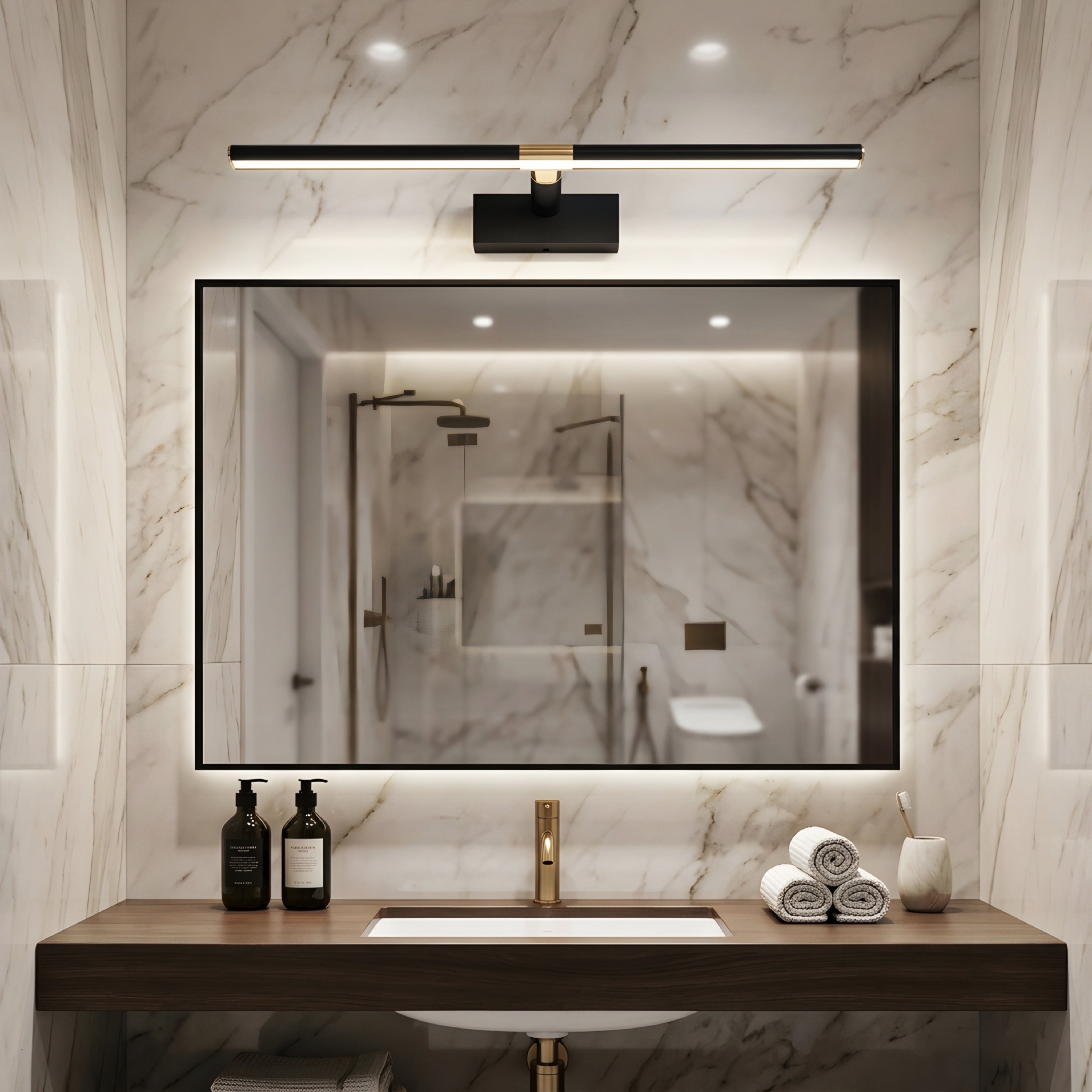 Vantix Adjustable Vanity Light Bar – LED Black Bathroom Mirror Wall Sconce Modern Linear Fixture