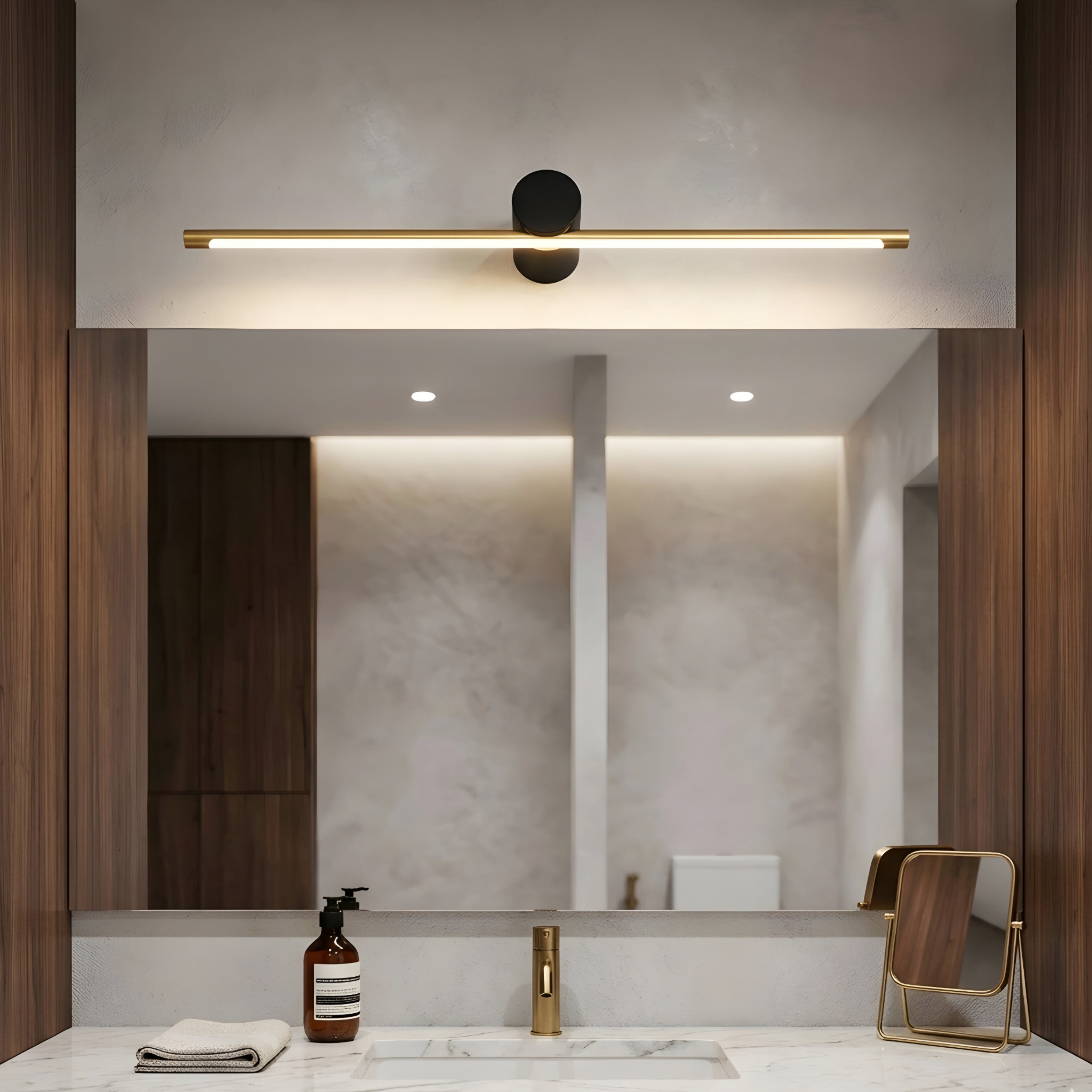 Velion LED Vanity Light Bar – Modern Black Gold Bathroom Mirror Wall Sconce Linear Fixture