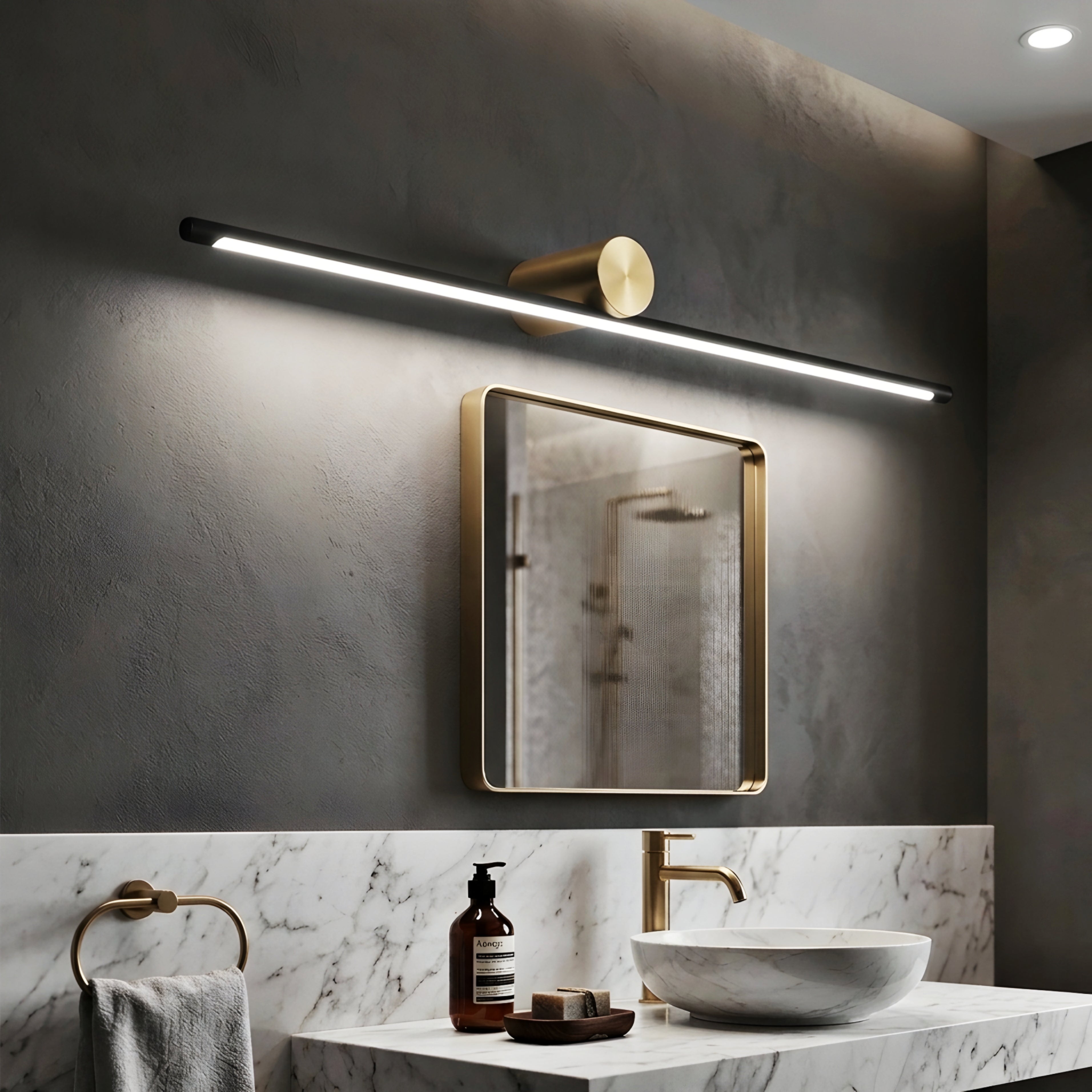 Velion LED Vanity Light Bar – Modern Black Gold Bathroom Mirror Wall Sconce Linear Fixture