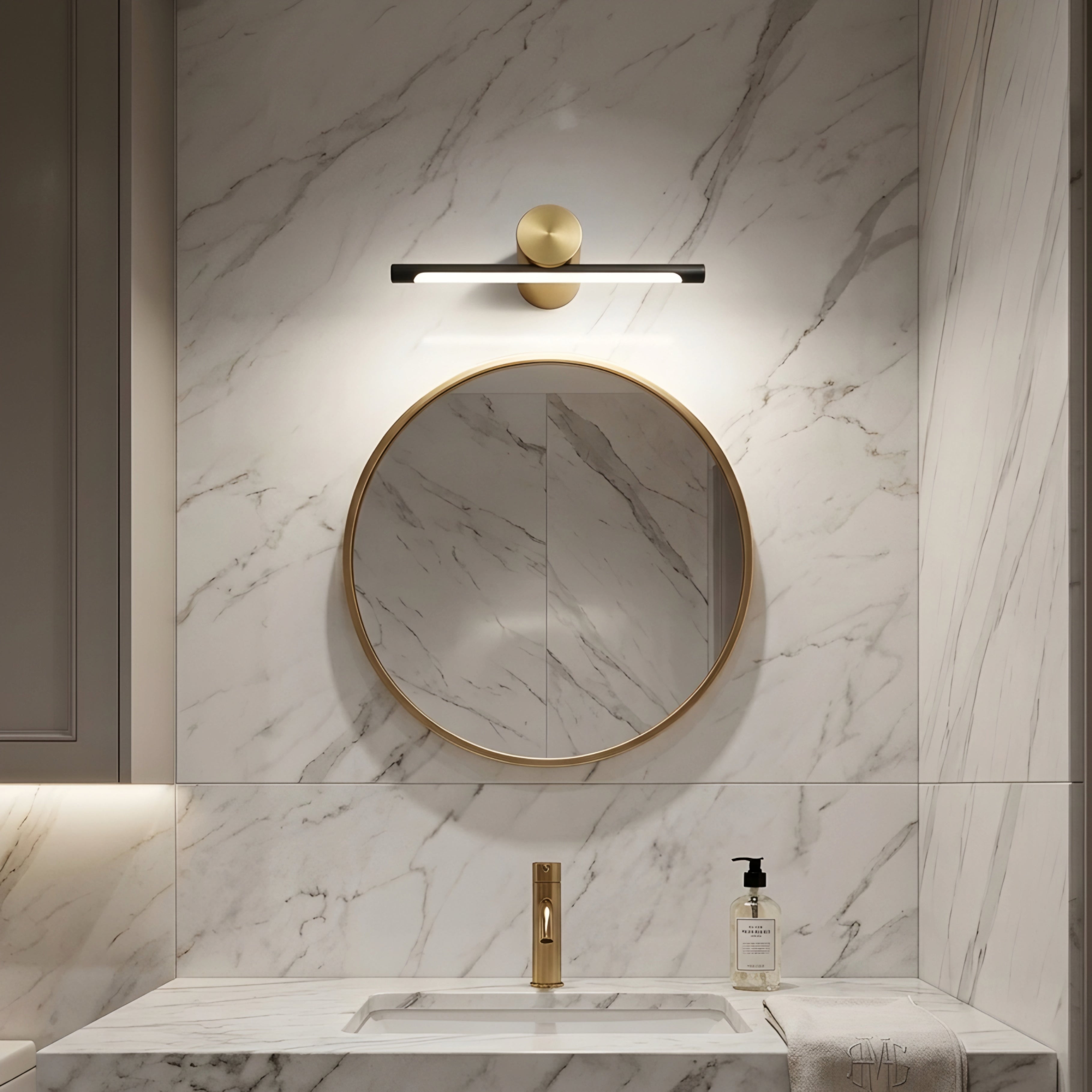 Velion LED Vanity Light Bar – Modern Black Gold Bathroom Mirror Wall Sconce Linear Fixture