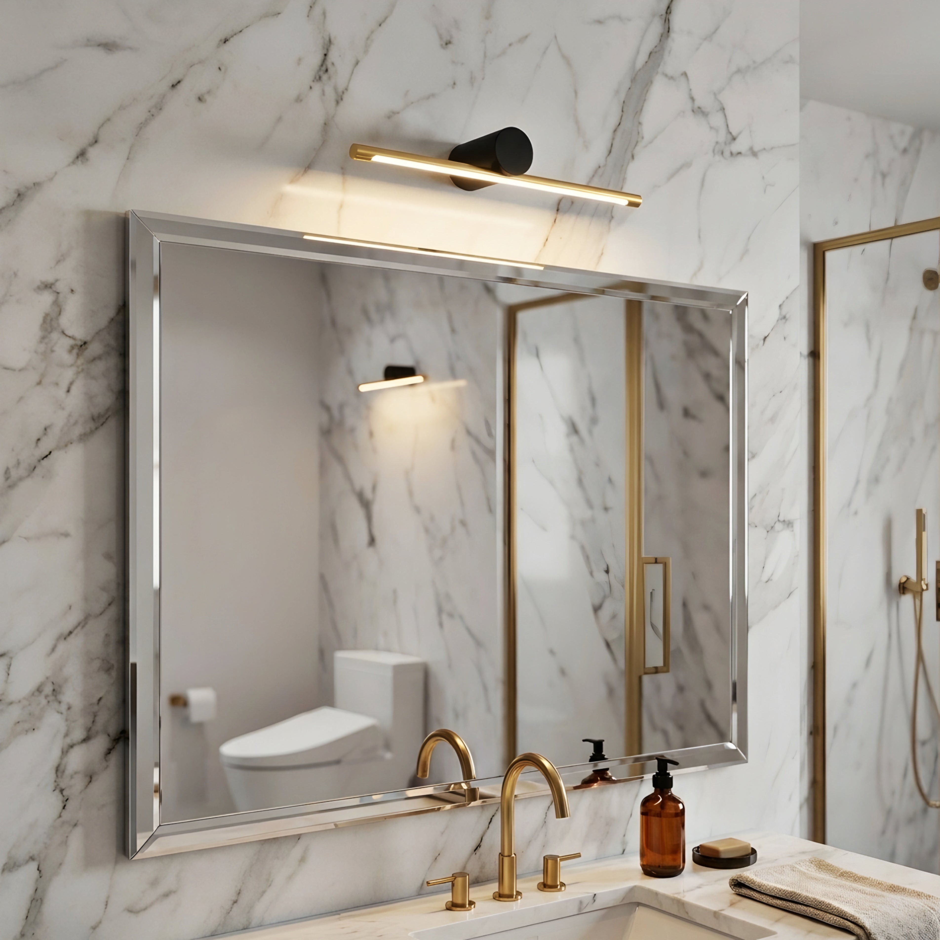 Velion LED Vanity Light Bar – Modern Black Gold Bathroom Mirror Wall Sconce Linear Fixture