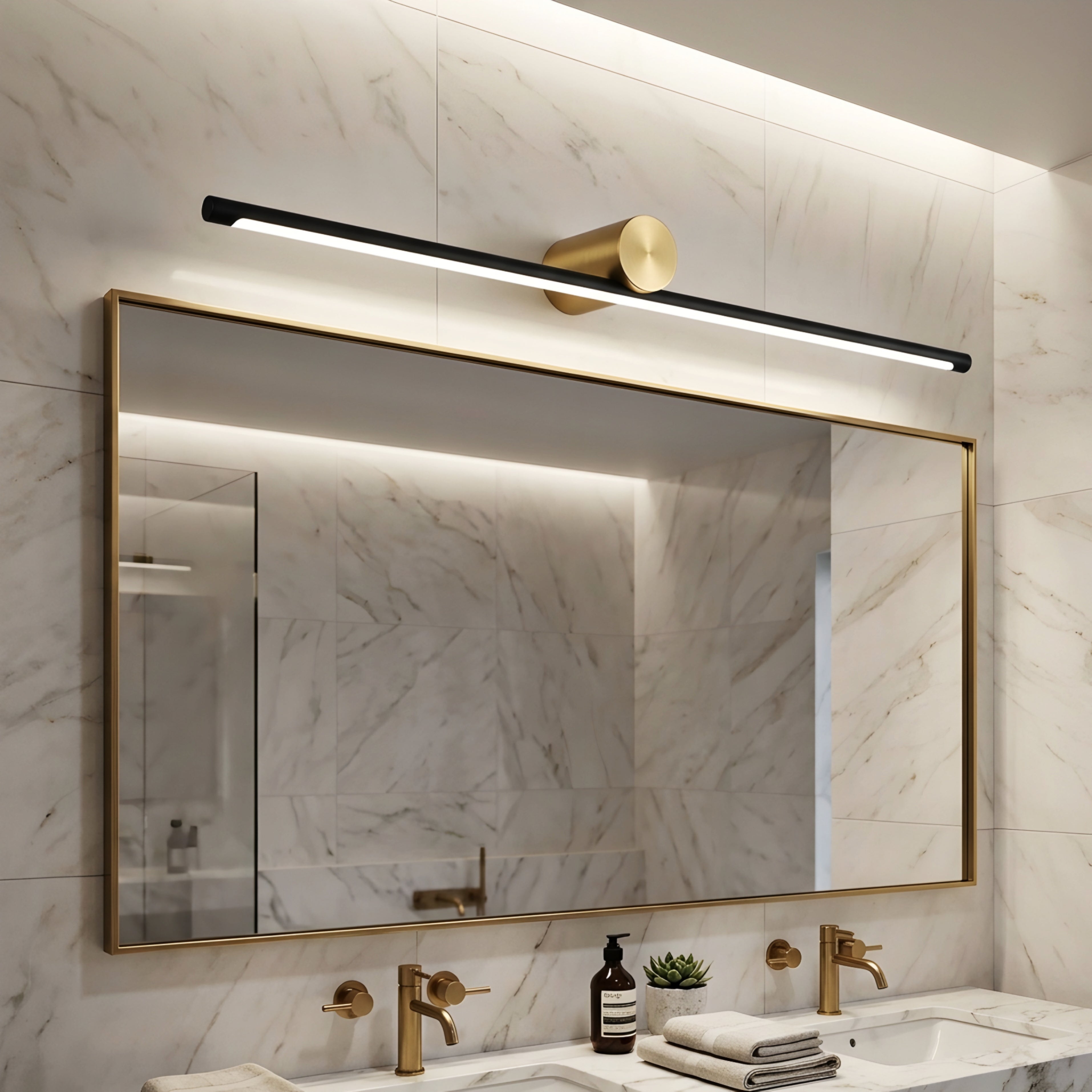 Velion LED Vanity Light Bar – Modern Black Gold Bathroom Mirror Wall Sconce Linear Fixture