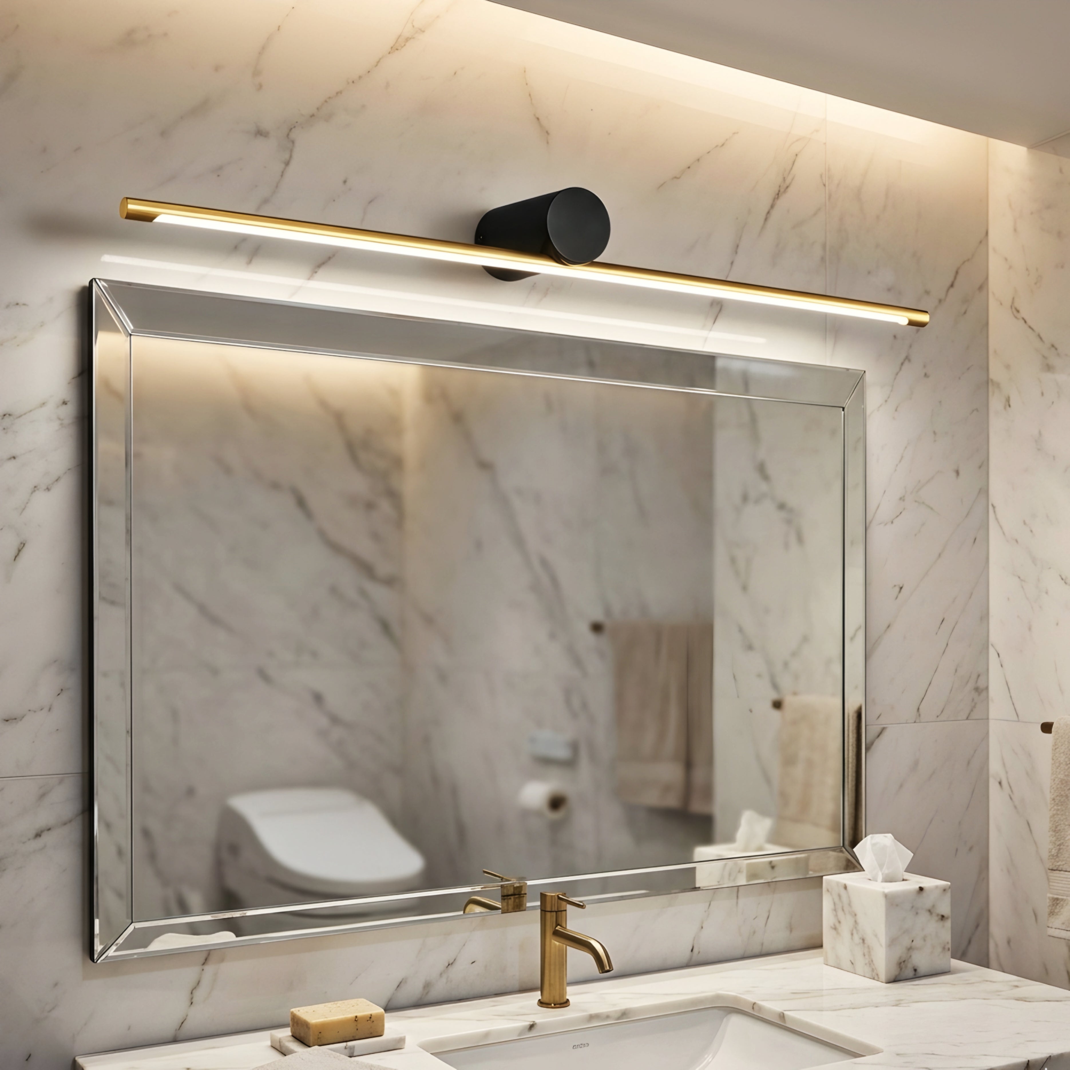 Velion LED Vanity Light Bar – Modern Black Gold Bathroom Mirror Wall Sconce Linear Fixture