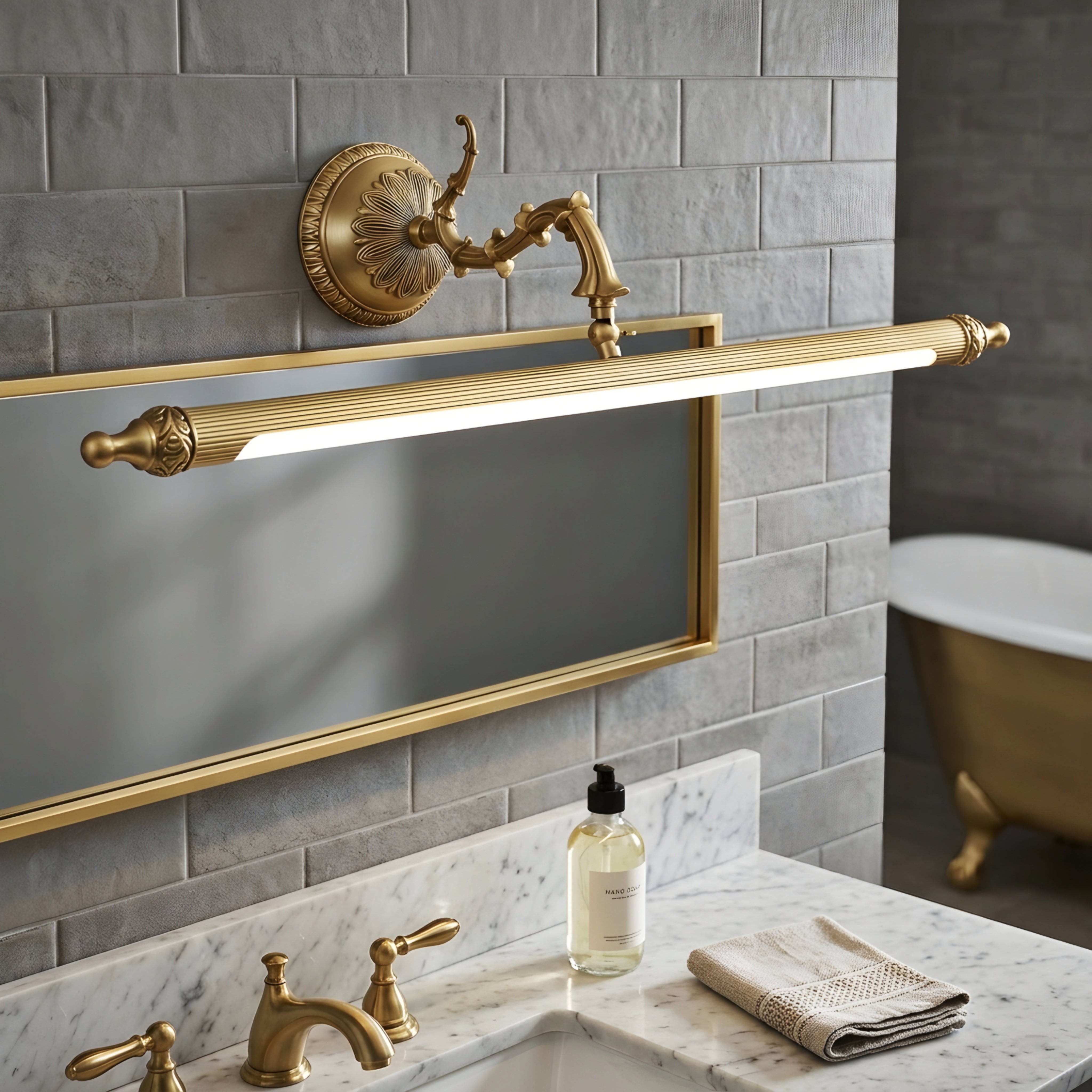 Orvessa Picture Light Sconce – LED Brass Bathroom Mirror Wall Mounted Vanity Bar Lighting Fixture