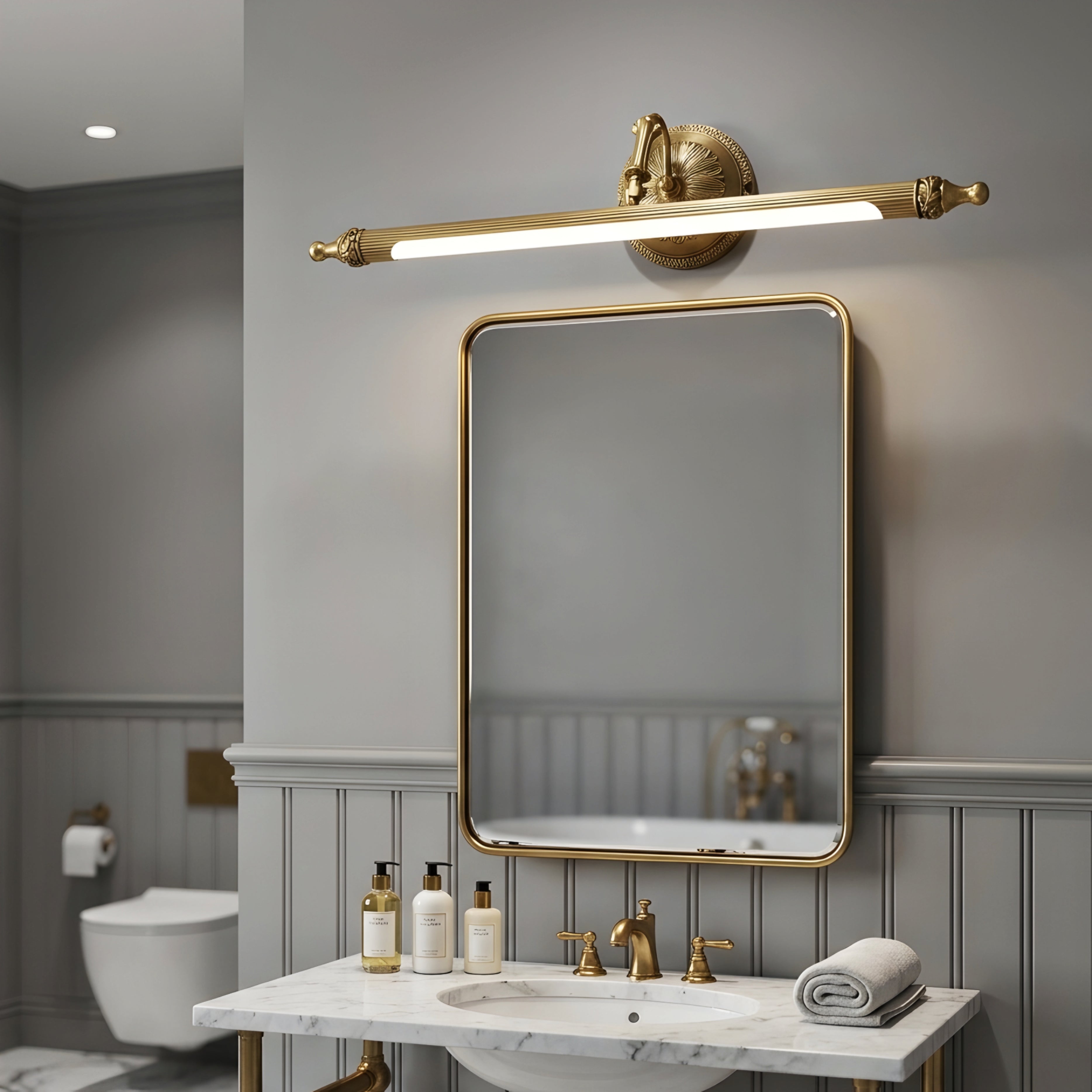 Orvessa Picture Light Sconce – LED Brass Bathroom Mirror Wall Mounted Vanity Bar Lighting Fixture