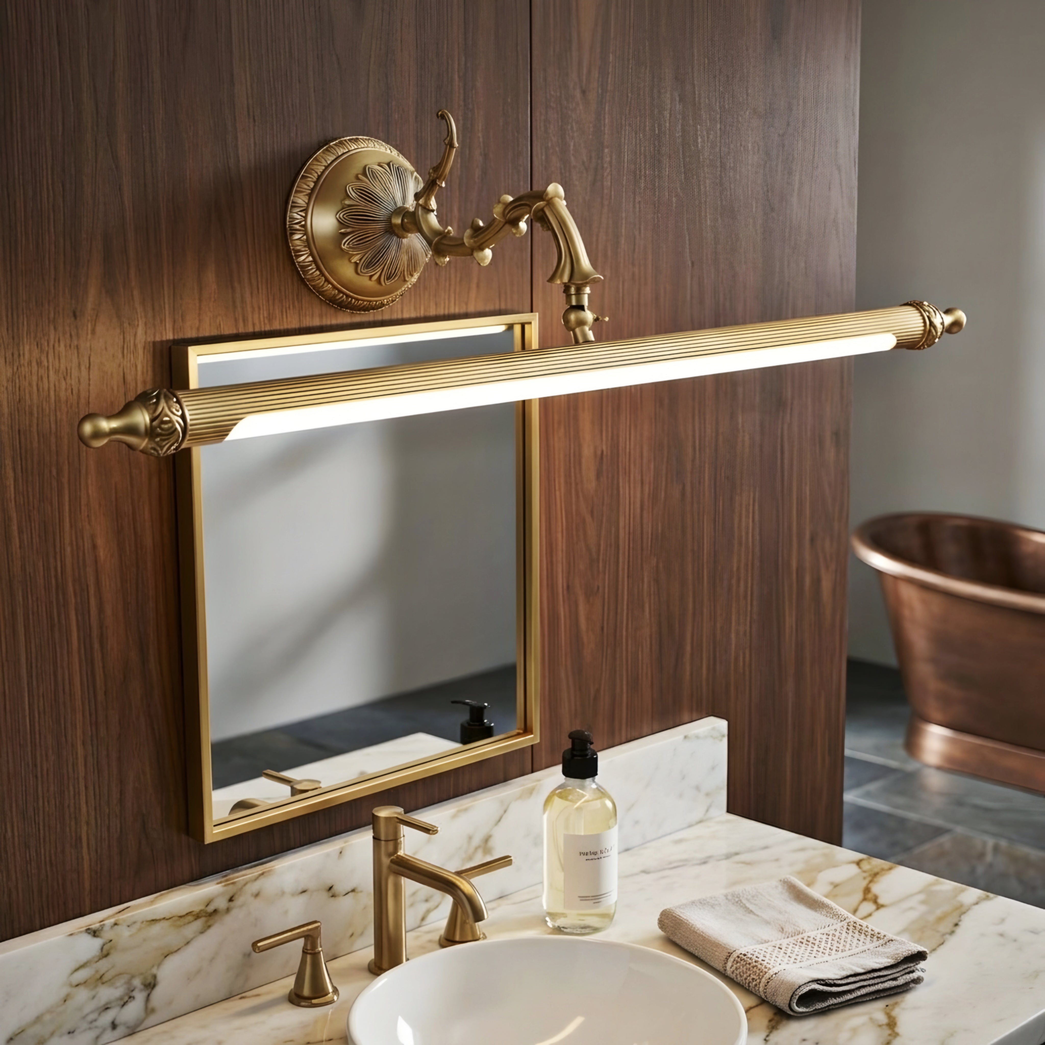Orvessa Picture Light Sconce – LED Brass Bathroom Mirror Wall Mounted Vanity Bar Lighting Fixture