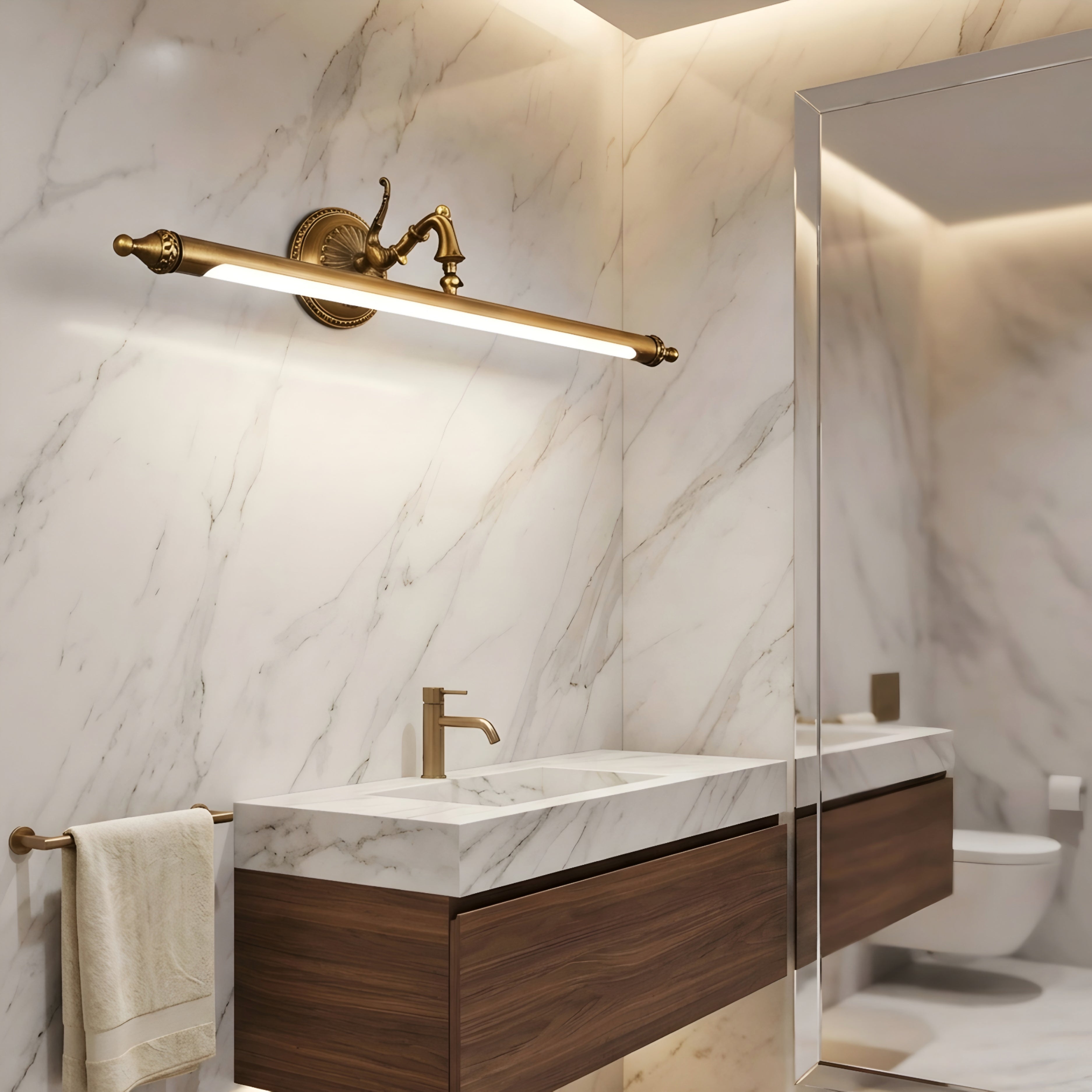 Orvessa Picture Light Sconce – LED Brass Bathroom Mirror Wall Mounted Vanity Bar Lighting Fixture