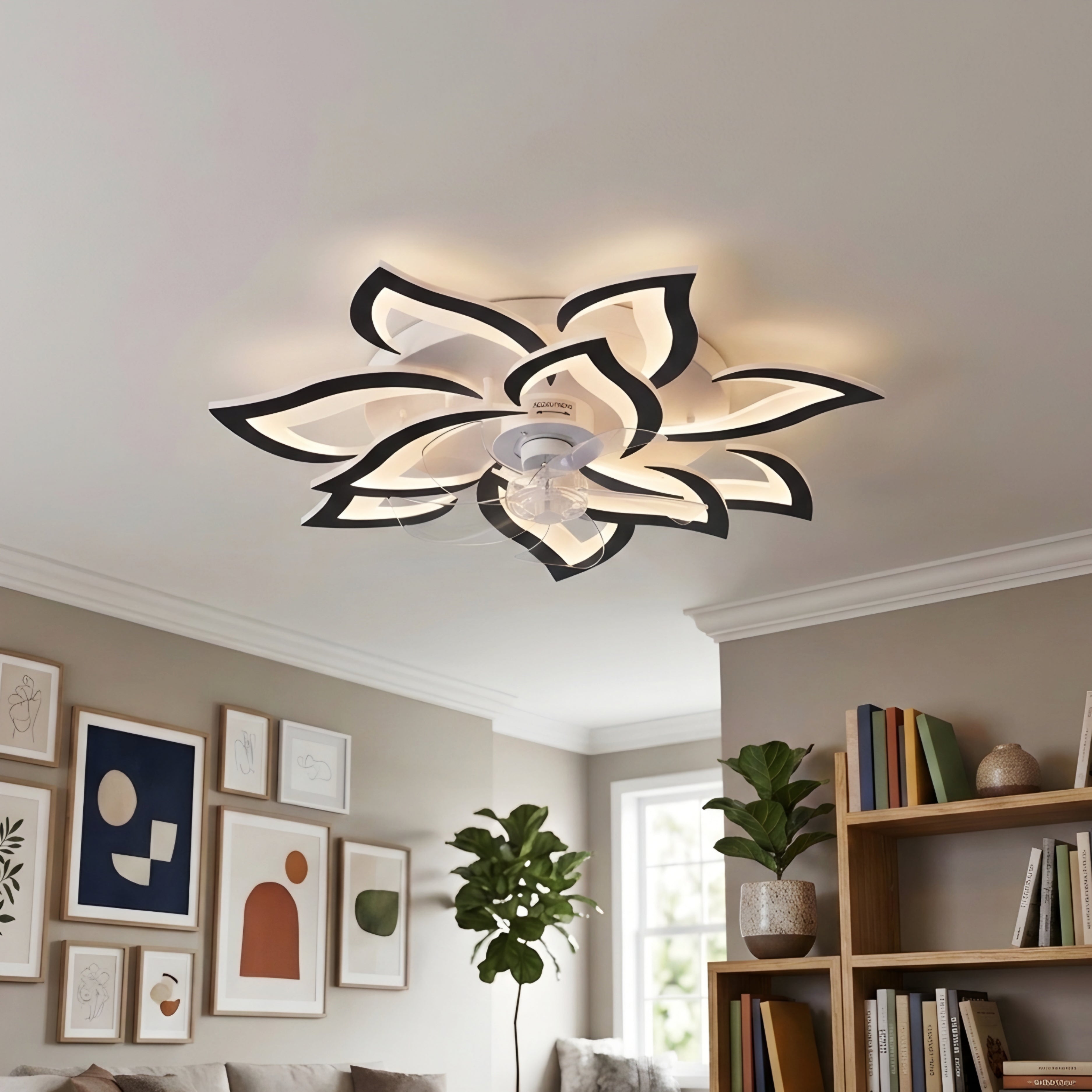 Florique LED Ceiling Fan Light – Modern Flower Flush Mount Bedroom Low Profile Lighting Fixture