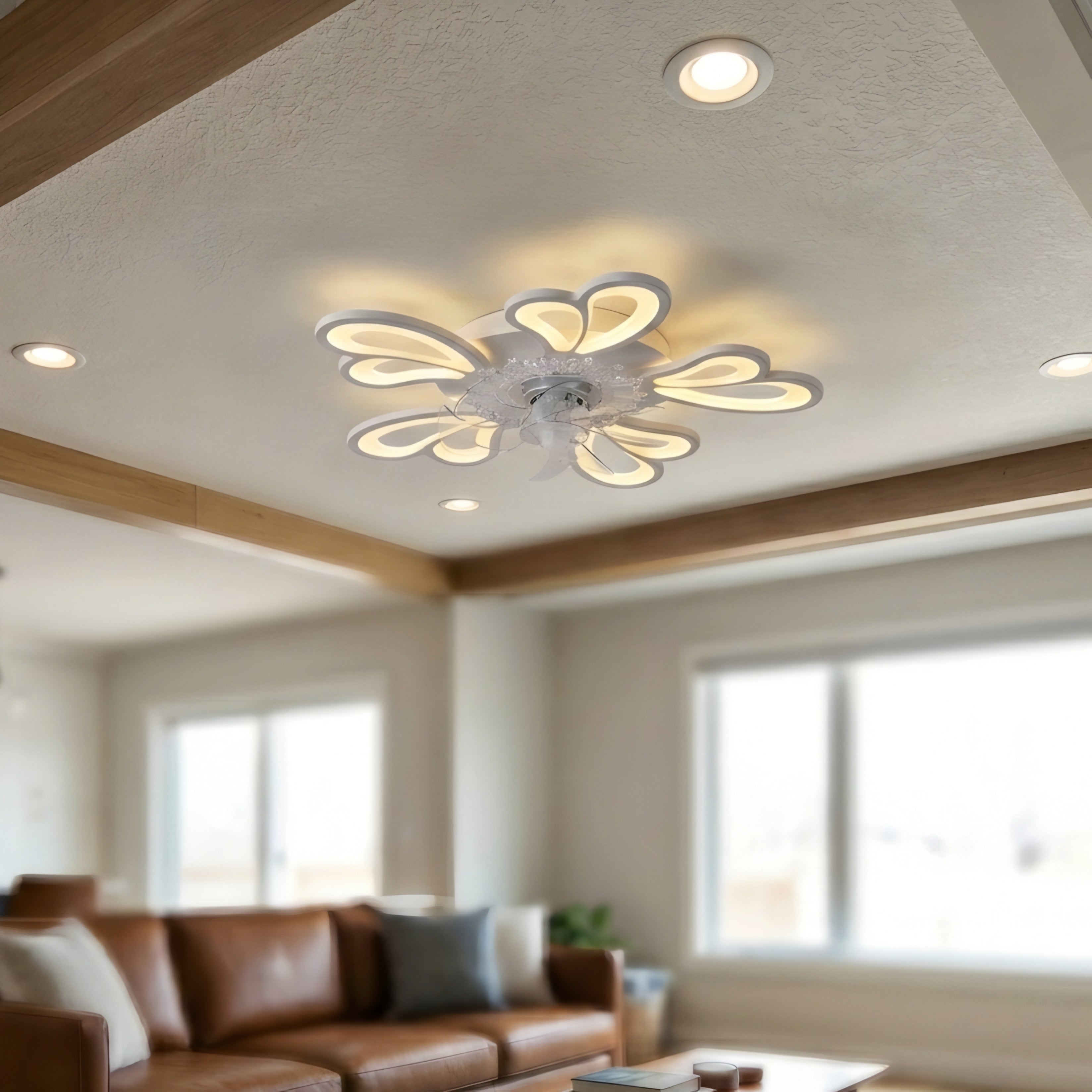 Florique LED Ceiling Fan Light – Modern Flower Flush Mount Bedroom Low Profile Lighting Fixture