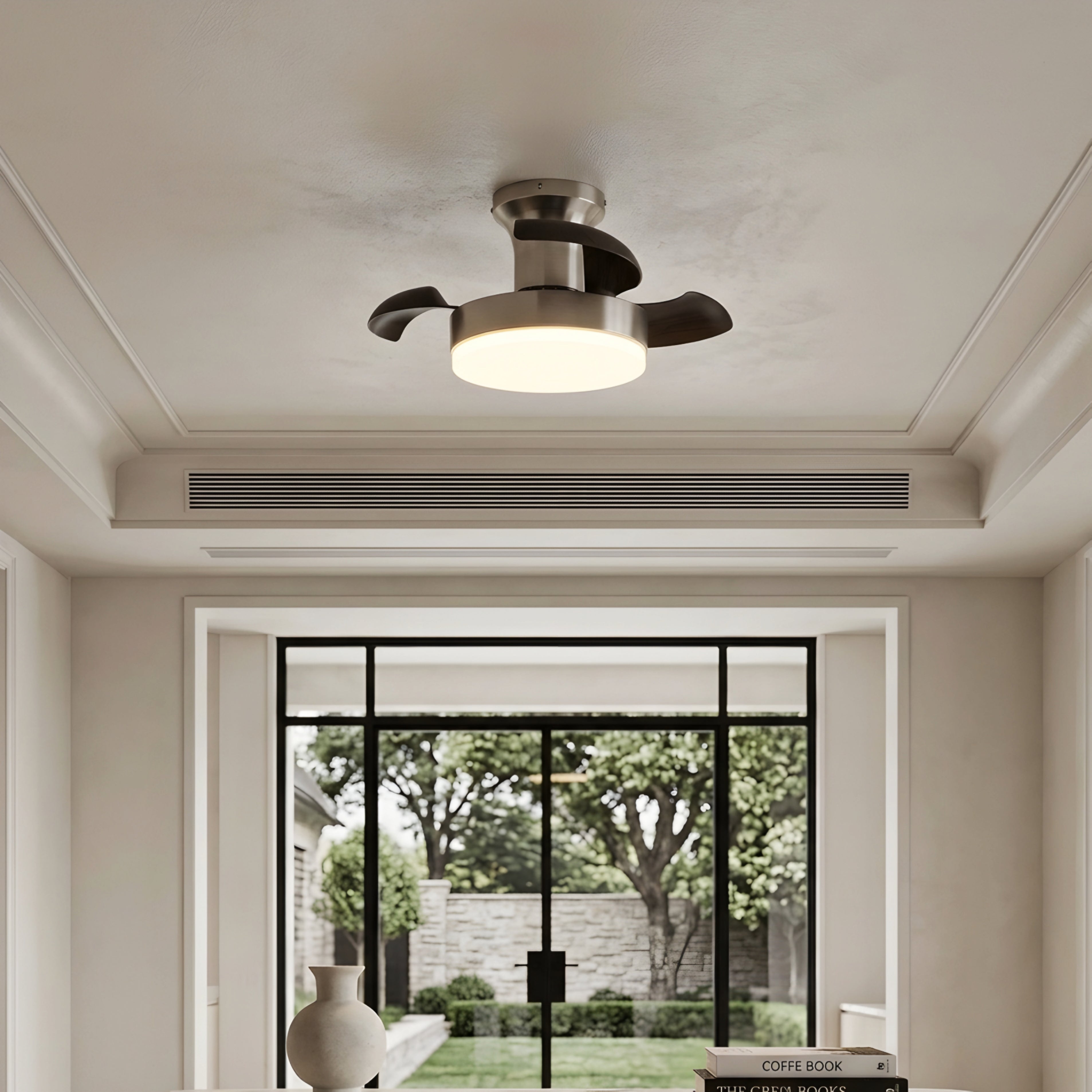 Aurelium Blade Ceiling Fan Light – Modern LED Flush Mount Low Profile Bedroom Living Room Fixture
