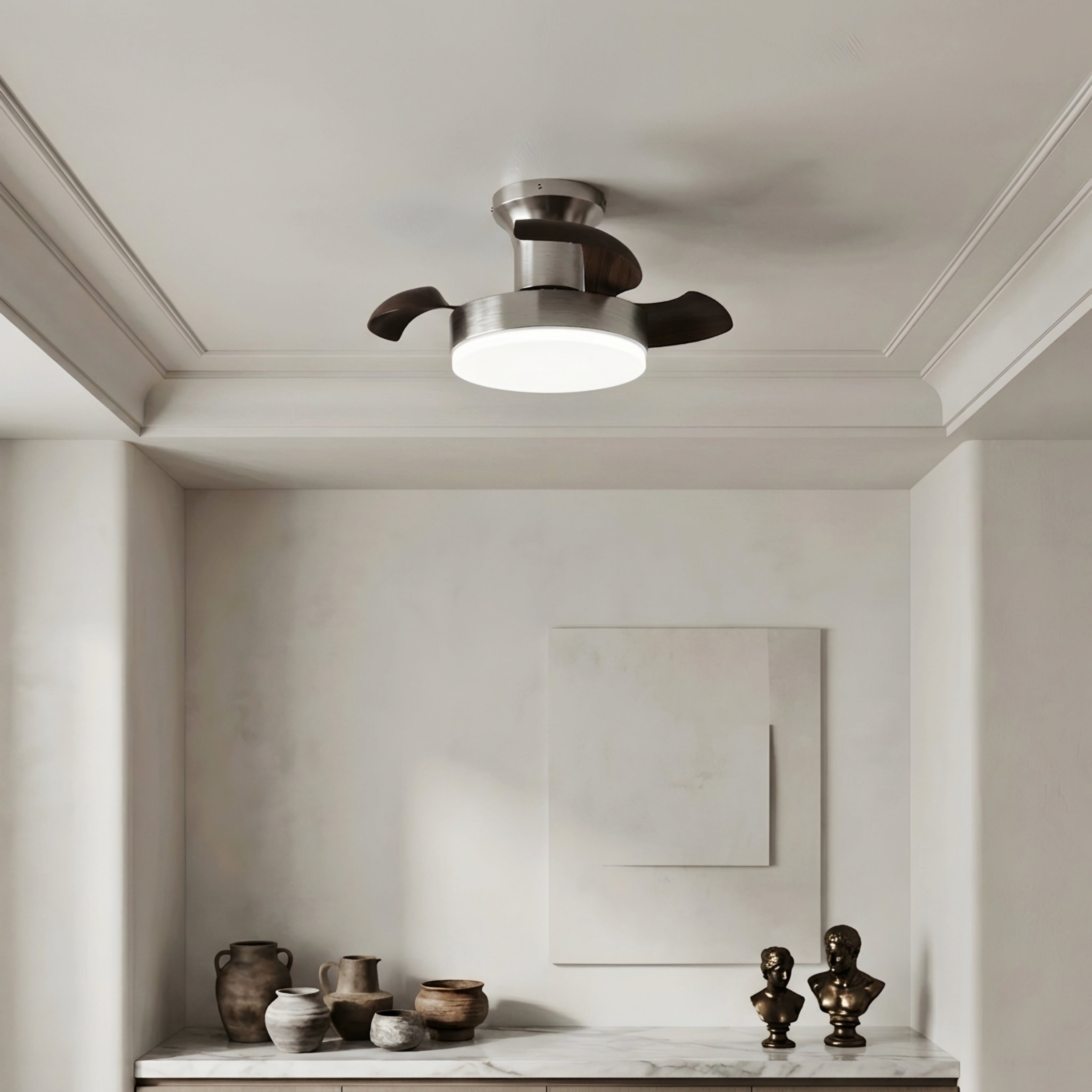 Aurelium Blade Ceiling Fan Light – Modern LED Flush Mount Low Profile Bedroom Living Room Fixture