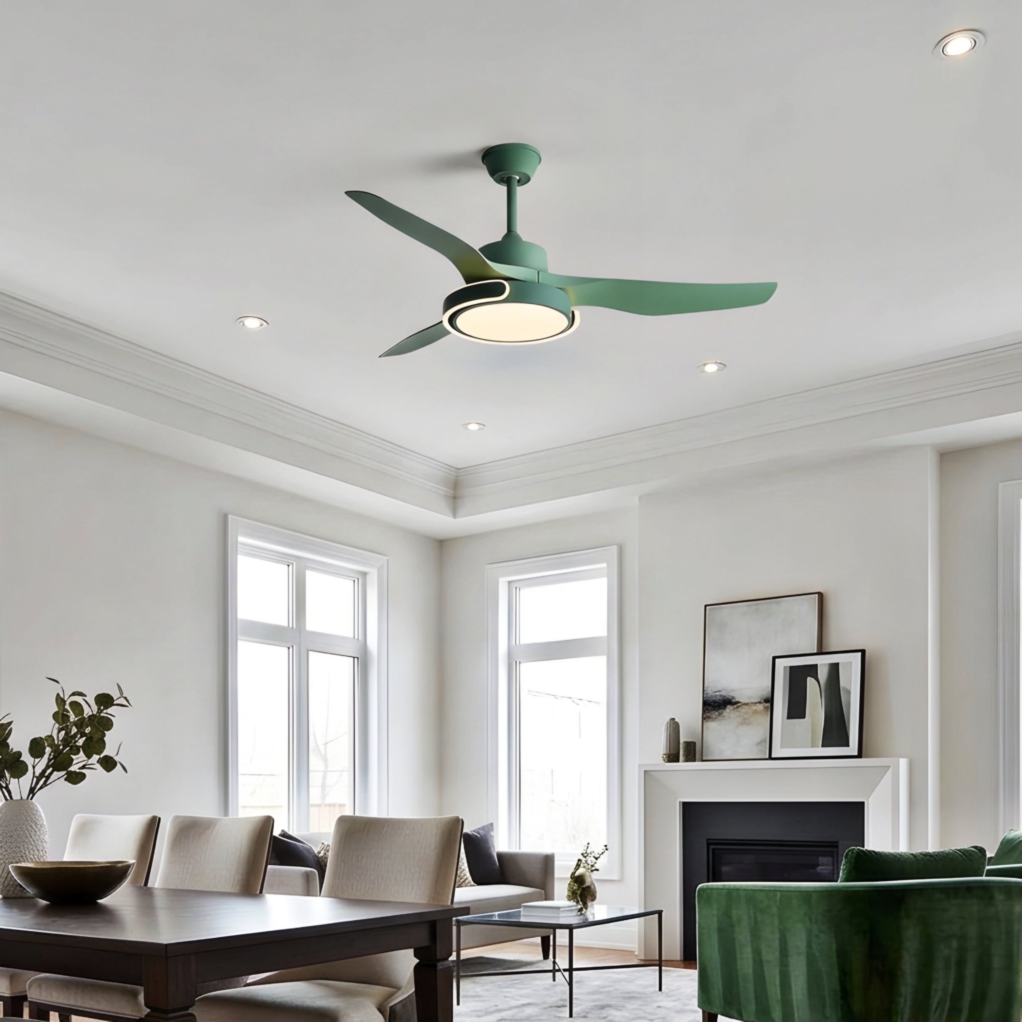 Velmora Smart Ceiling Fan Light – Modern LED Remote Control Dimmable Black Low Profile Fixture