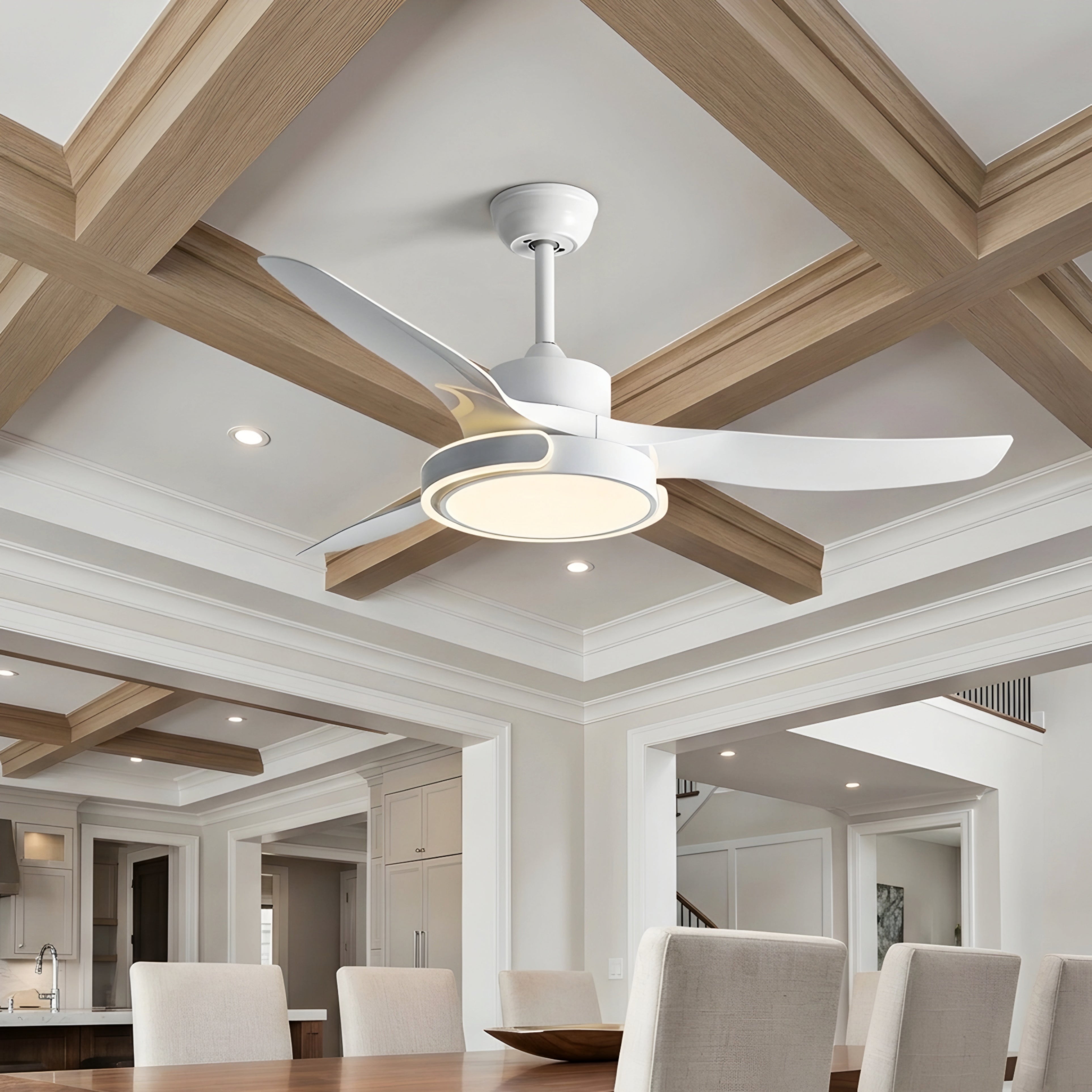 Velmora Smart Ceiling Fan Light – Modern LED Remote Control Dimmable Black Low Profile Fixture