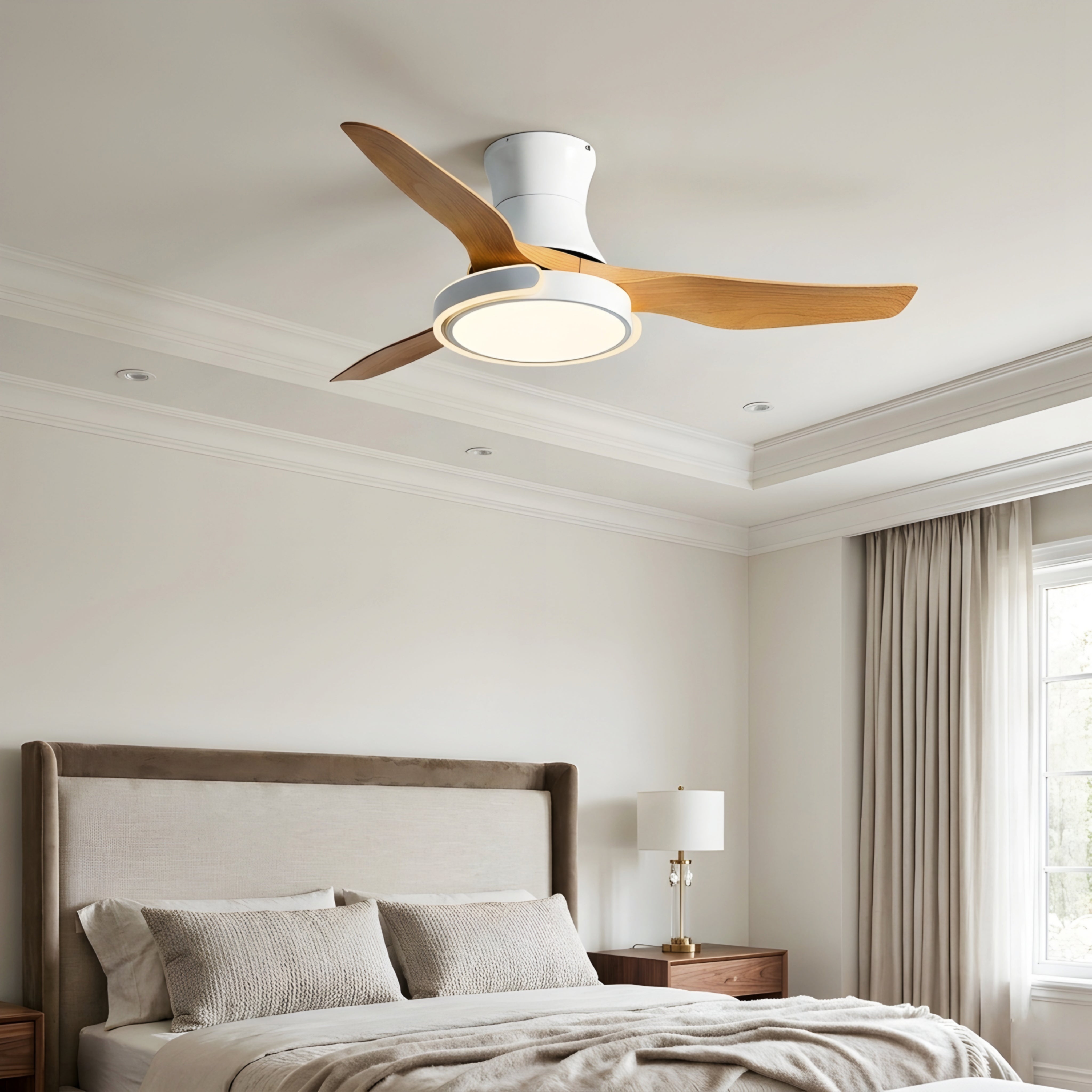Velmora Smart Ceiling Fan Light – Modern LED Remote Control Dimmable Black Low Profile Fixture