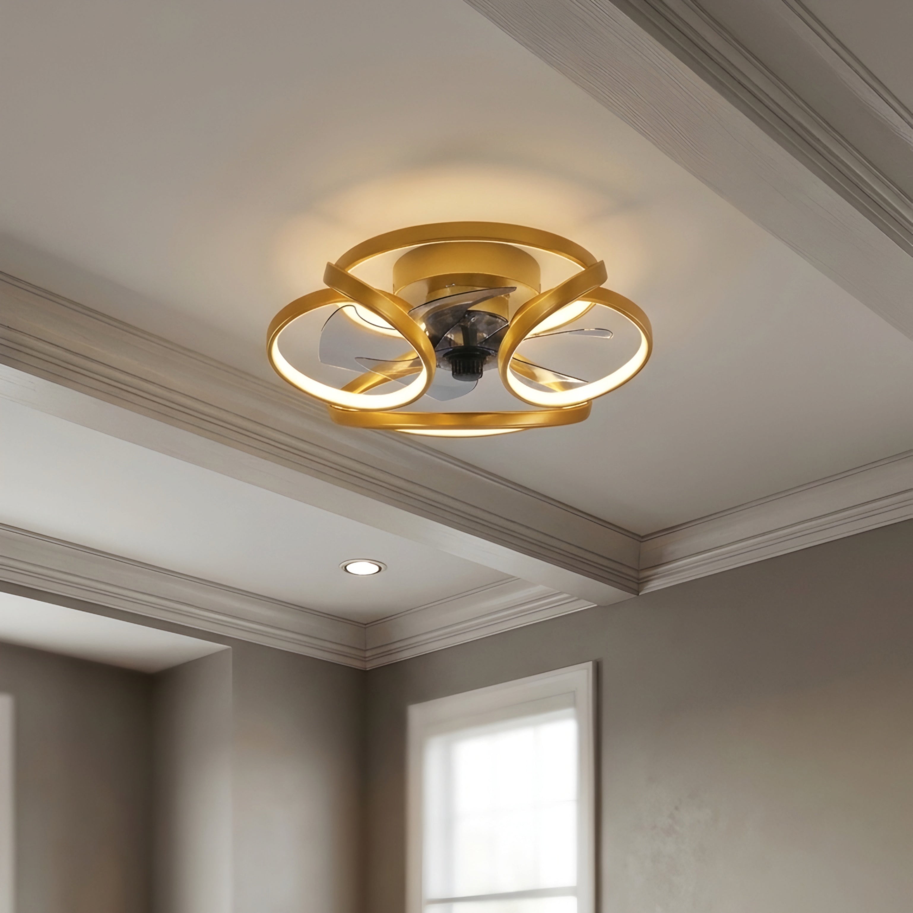 Orvexa Retractable Ceiling Fan Light – Modern LED Flush Mount Dimmable Remote Bedroom Living Room