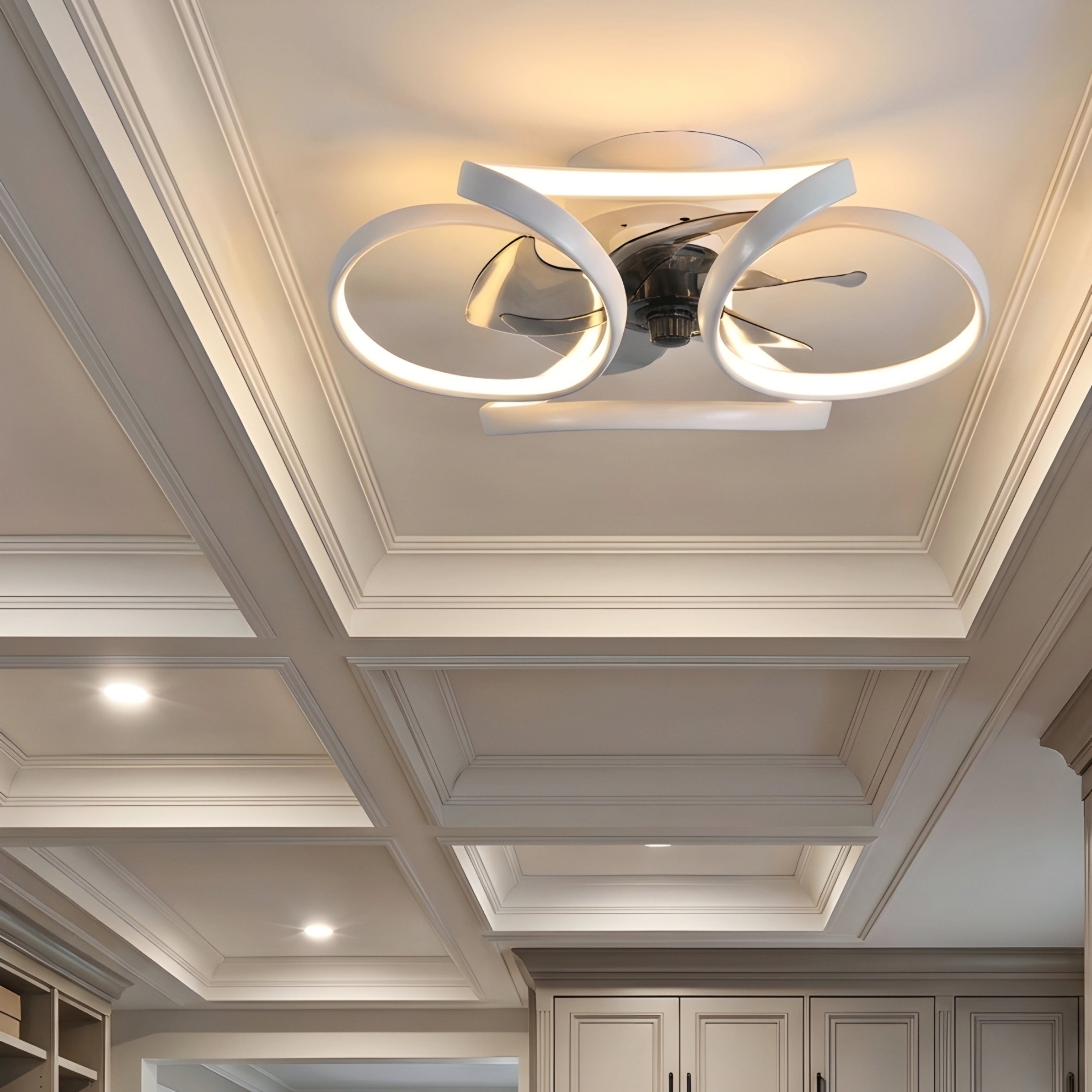Orvexa Retractable Ceiling Fan Light – Modern LED Flush Mount Dimmable Remote Bedroom Living Room