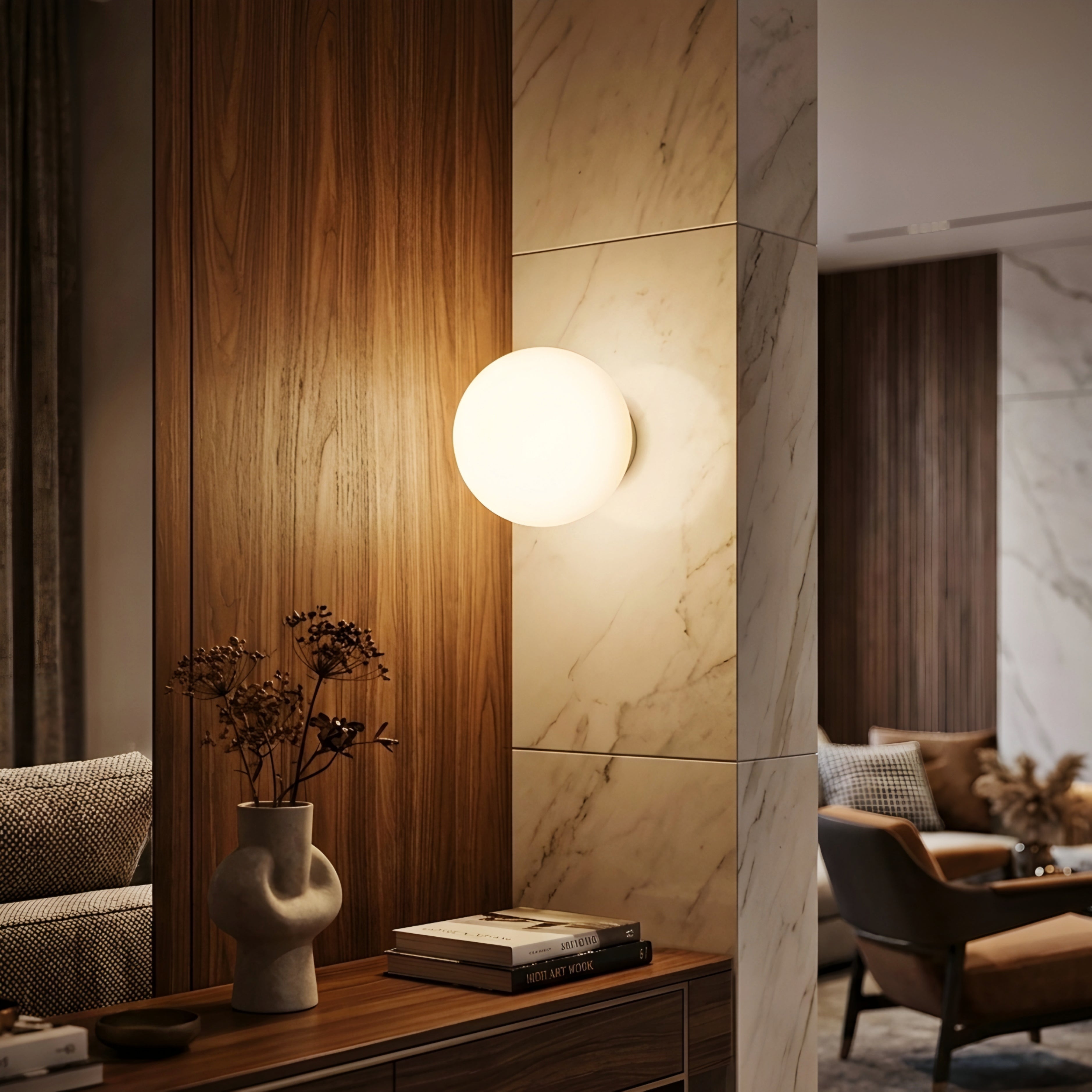 Lumina Sphere Ceiling Light – Flush Mount Modern Globe Fixture Hallway Bedroom Living Room