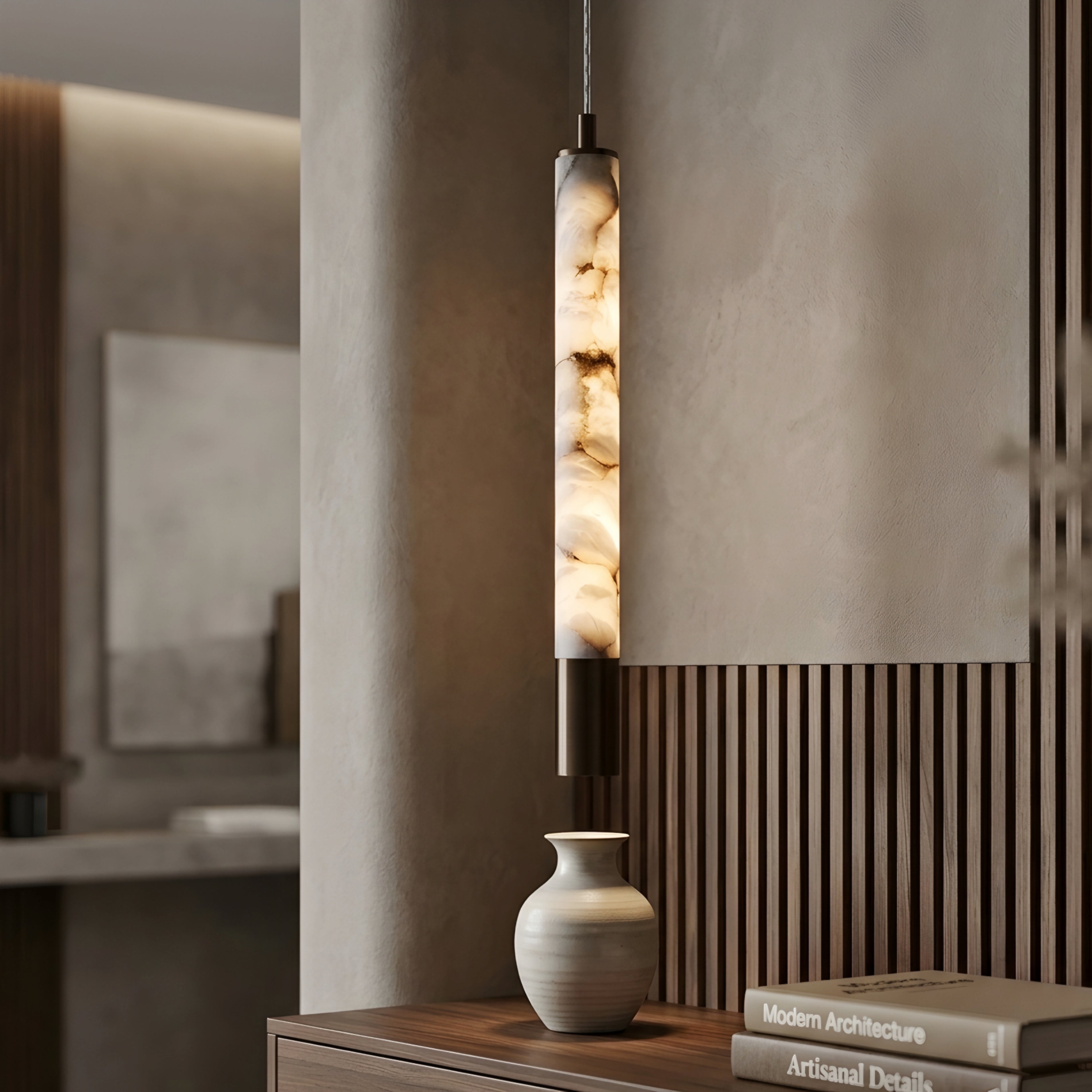 Luminara Cylinder Pendant Light – Marble Pendant Lighting Modern Decorative Ceiling Light Kitchen Island