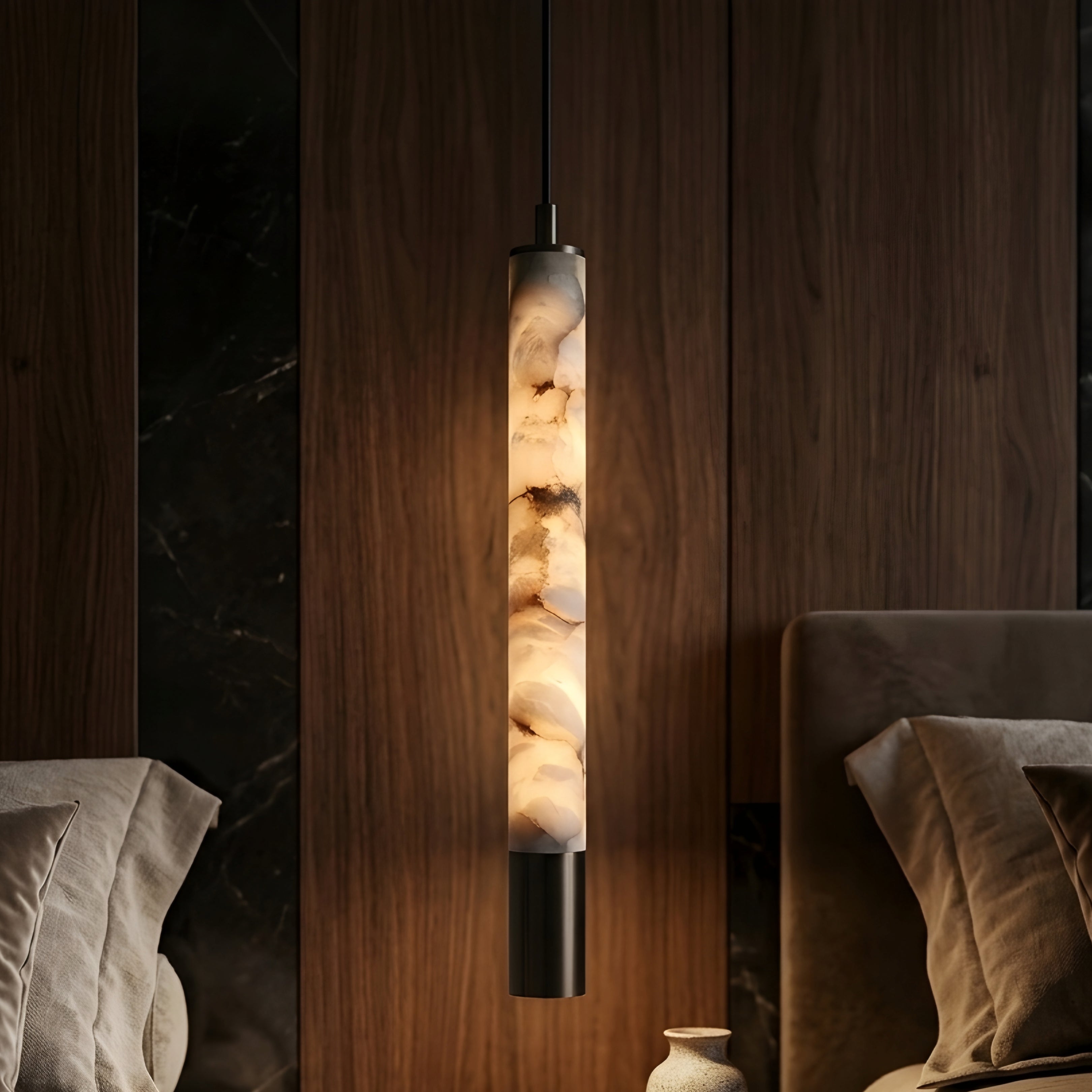 Luminara Cylinder Pendant Light – Marble Pendant Lighting Modern Decorative Ceiling Light Kitchen Island