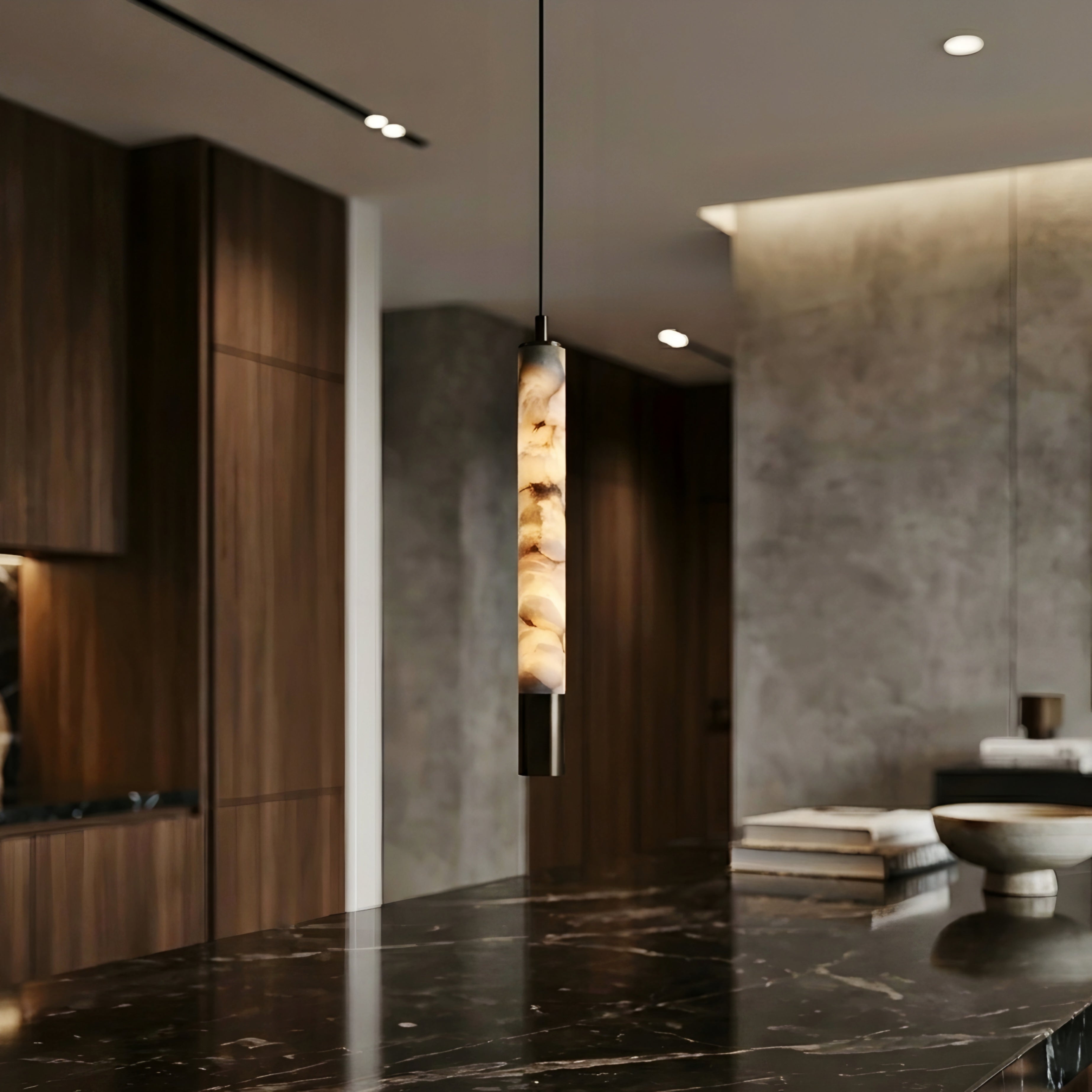 Luminara Cylinder Pendant Light – Marble Pendant Lighting Modern Decorative Ceiling Light Kitchen Island