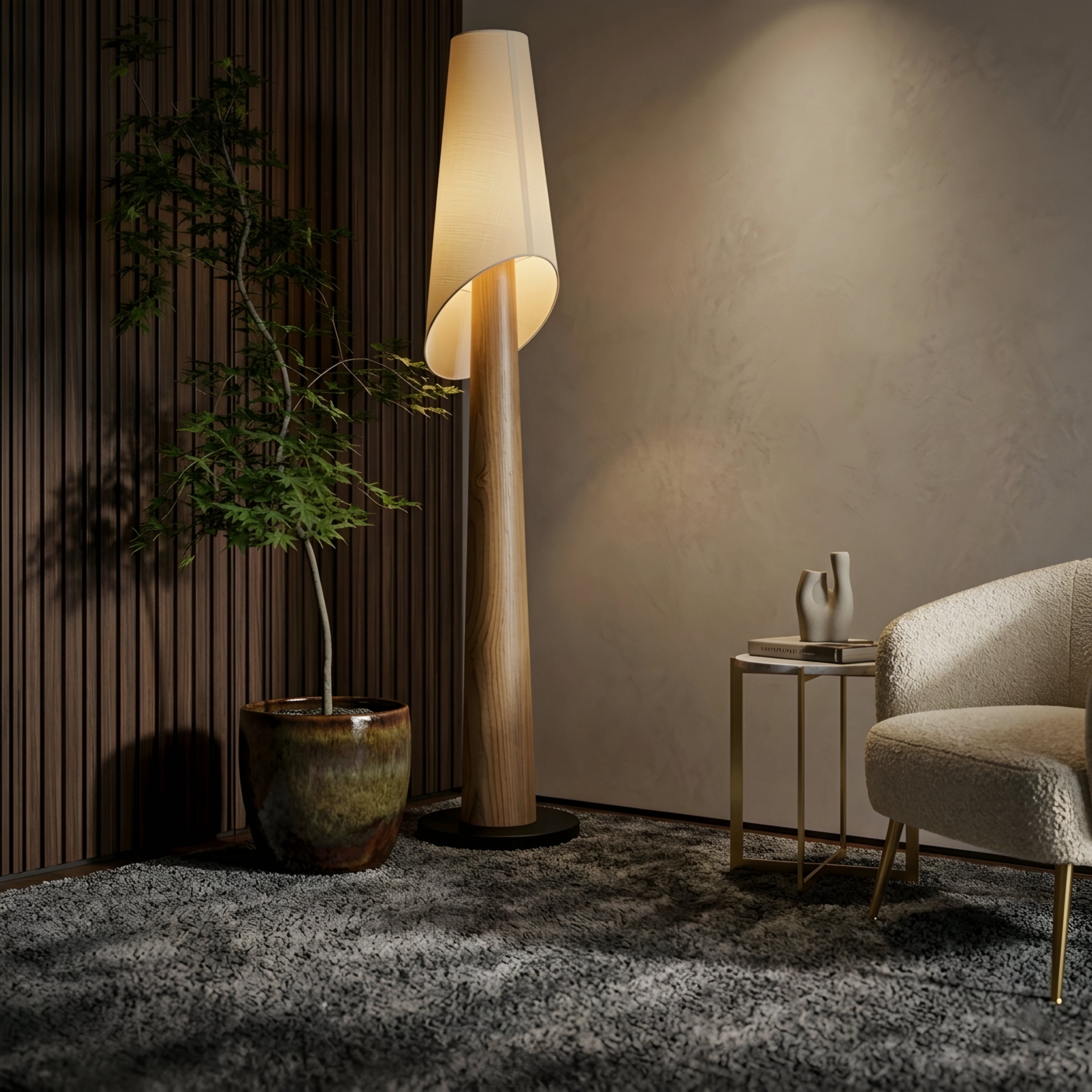 Solara Cone Floor Lamp – Modern Living Room Floor Lamp Bedroom Decorative Lighting Black Tapered Design