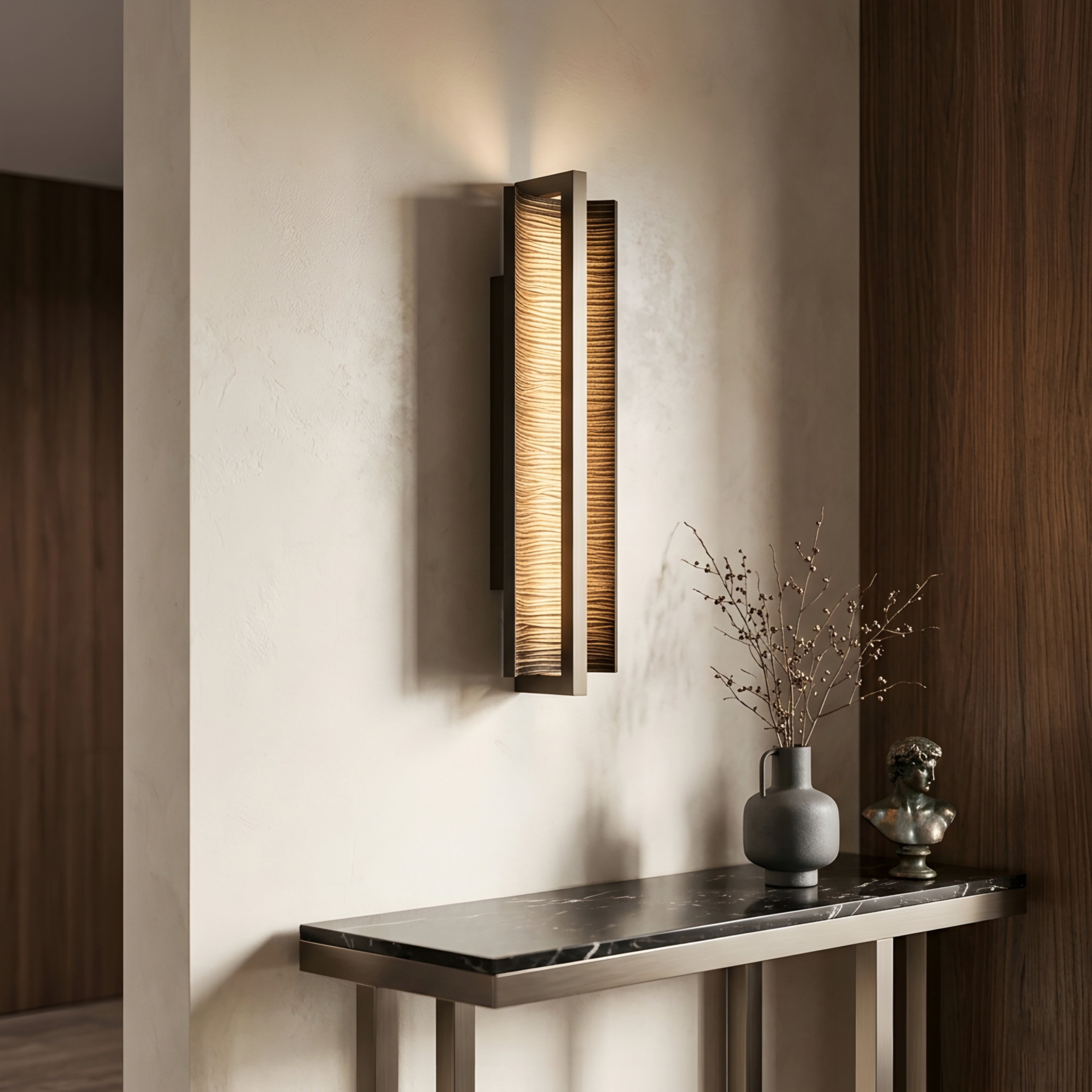 Vika Wall LampLumis Ridge Wall Sconce – Textured Metal Indoor Decorative Lighting Modern Vertical Design