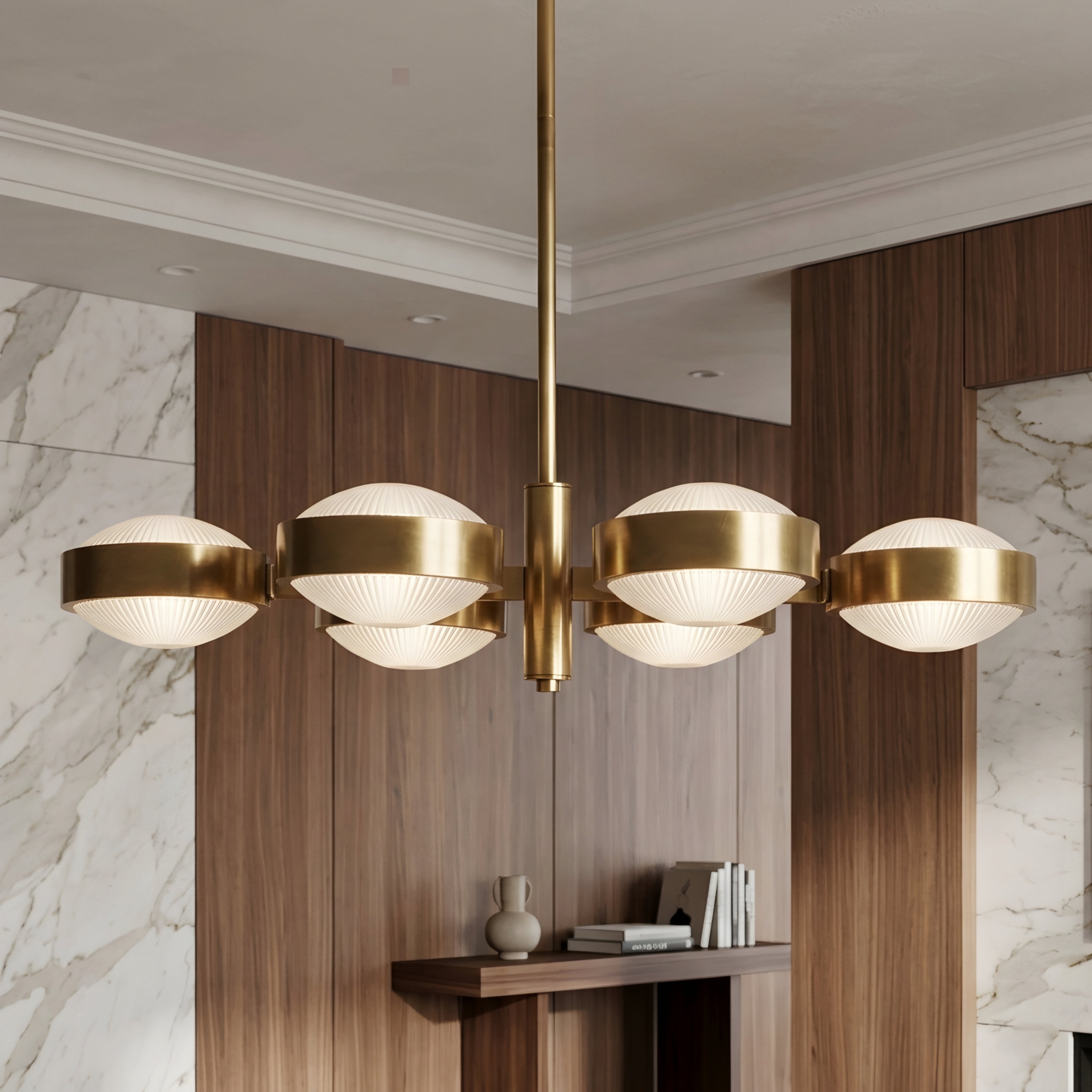 Aurelius Mid-Century Chandelier – Brass Ceiling Light Fixture Multi-Arm Dining Room Living Room Decorative Lighting