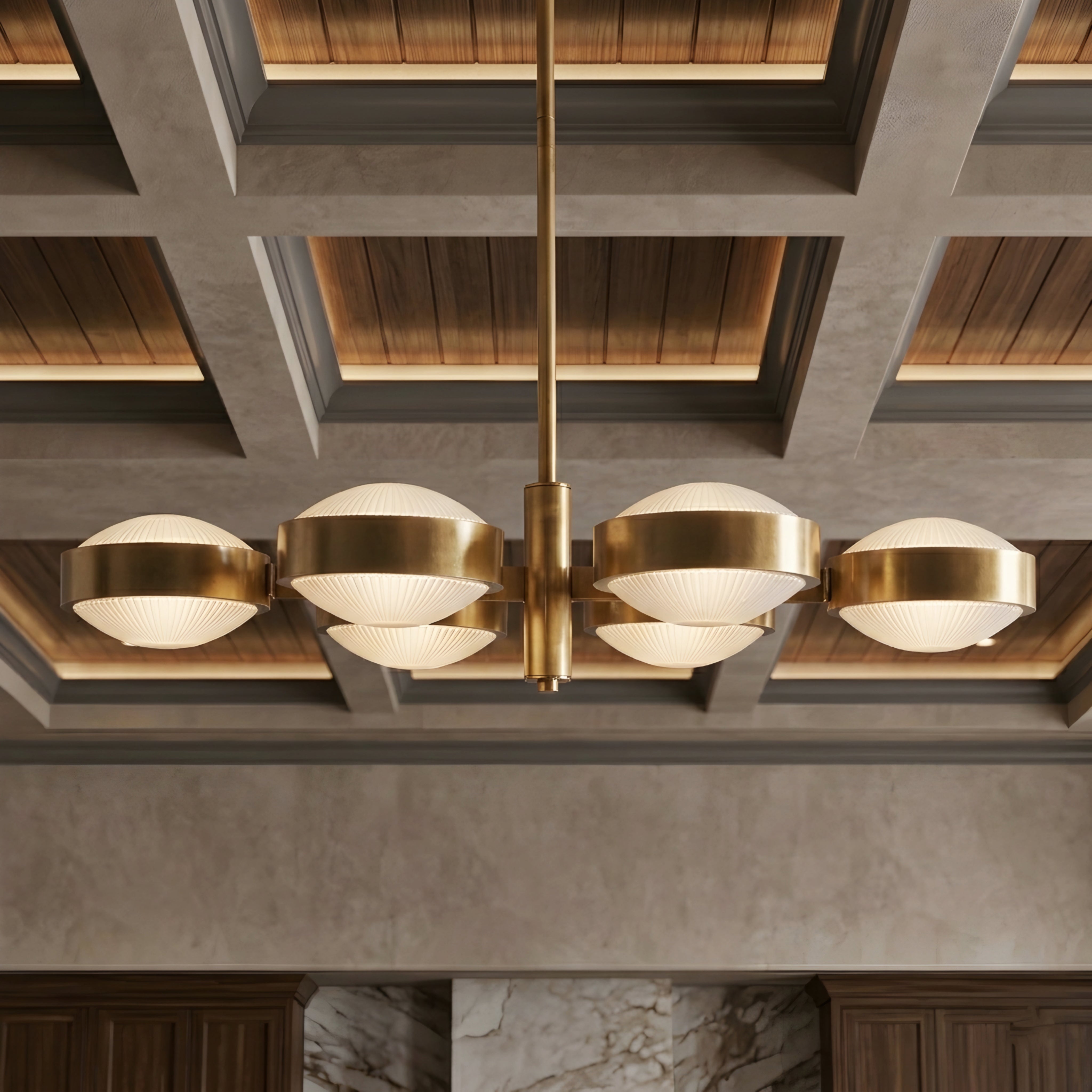 Aurelius Mid-Century Chandelier – Brass Ceiling Light Fixture Multi-Arm Dining Room Living Room Decorative Lighting