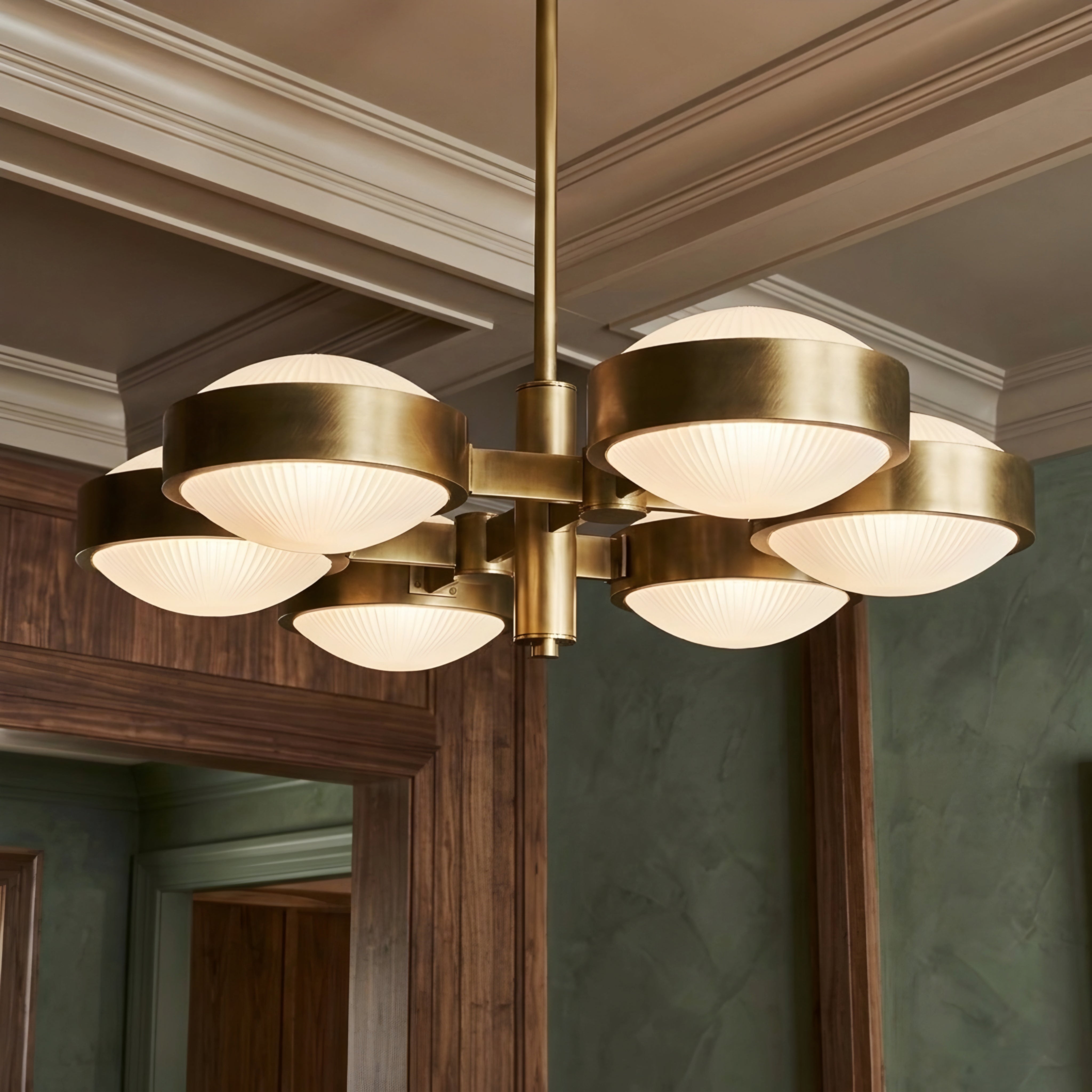 Aurelius Mid-Century Chandelier – Brass Ceiling Light Fixture Multi-Arm Dining Room Living Room Decorative Lighting