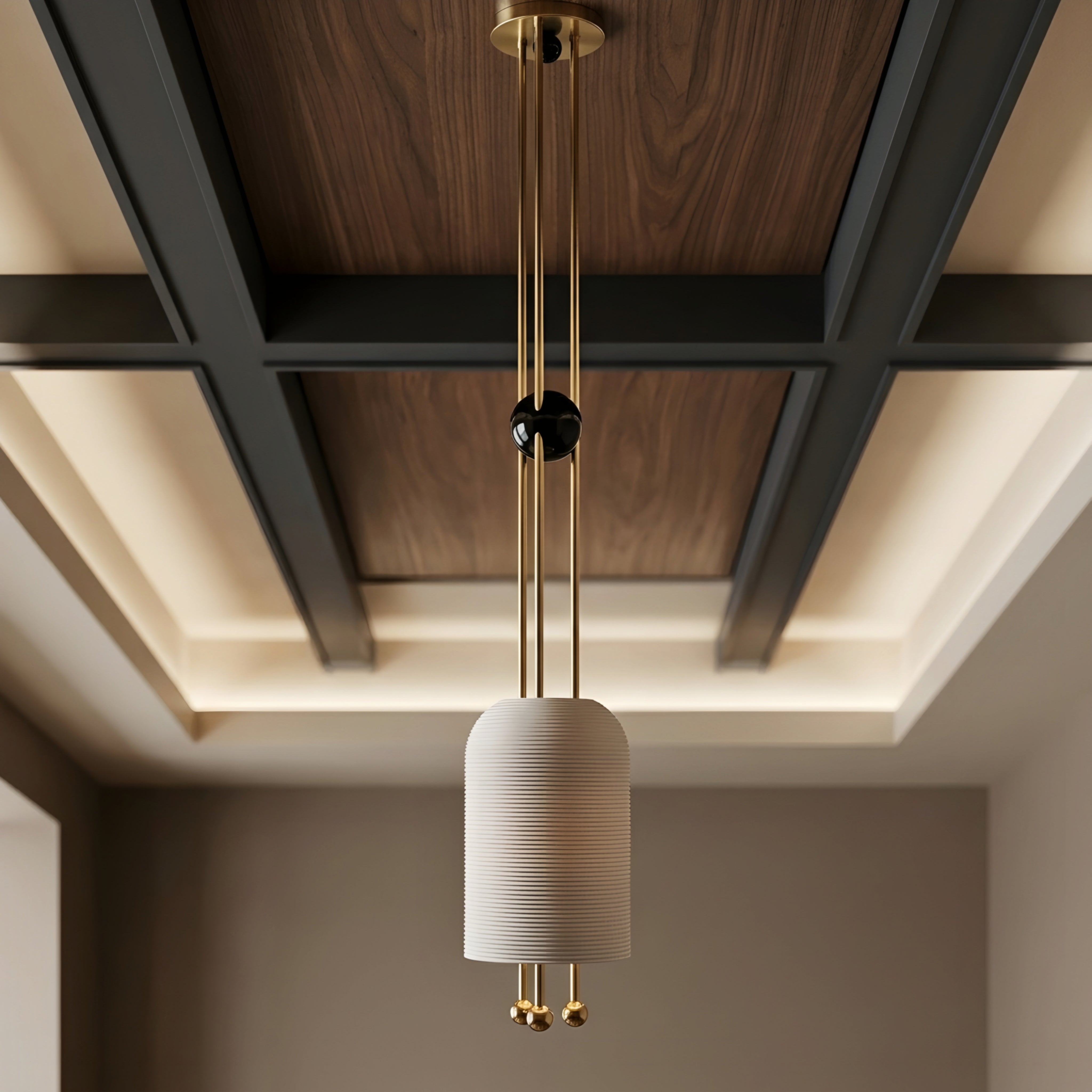 Aveline Pendant Chandelier – Dining Room Ceiling Light Fixture Three Drum Shade Modern Farmhouse Bronze