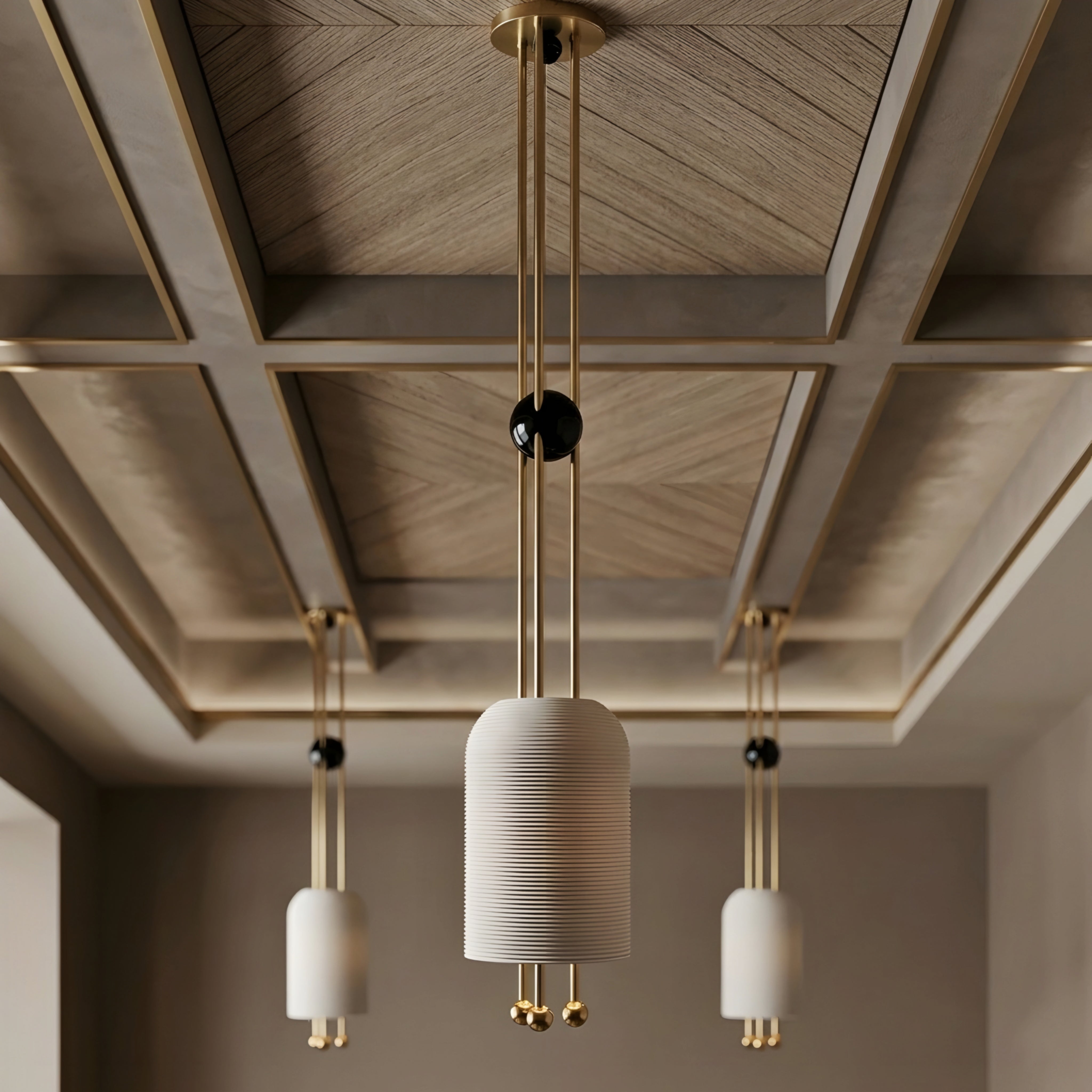 Aveline Pendant Chandelier – Dining Room Ceiling Light Fixture Three Drum Shade Modern Farmhouse Bronze