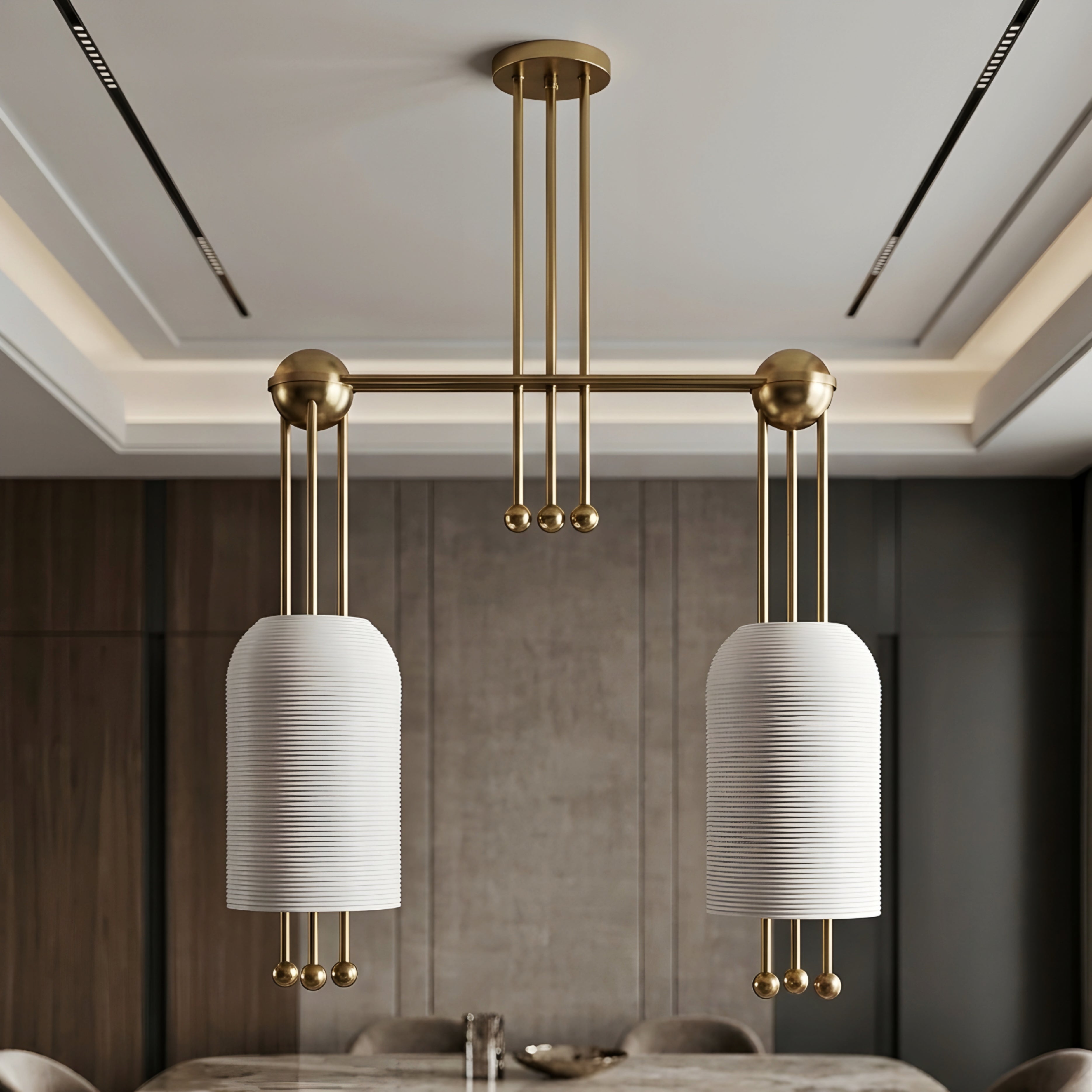 Aveline Pendant Chandelier – Dining Room Ceiling Light Fixture Three Drum Shade Modern Farmhouse Bronze